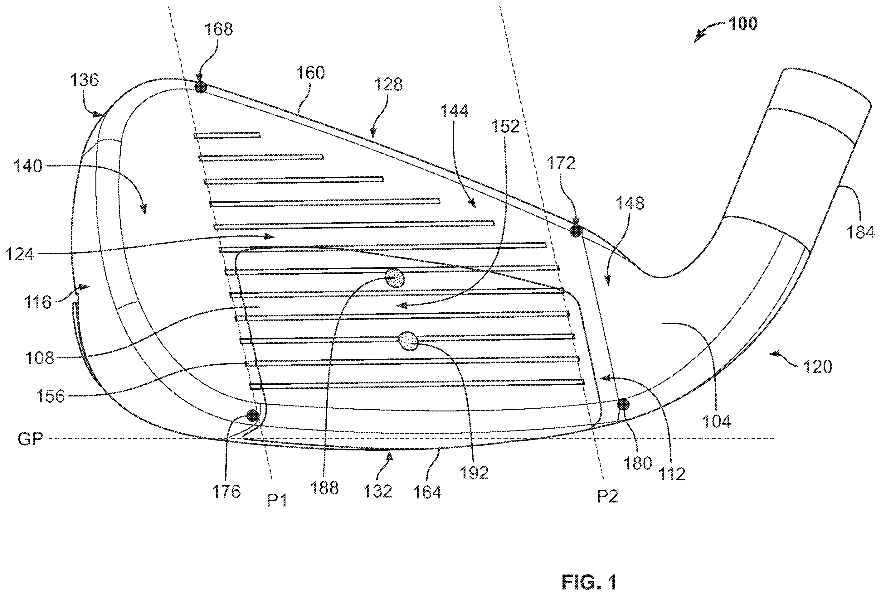 Patent US12564771 Figure 1 – Golf club head