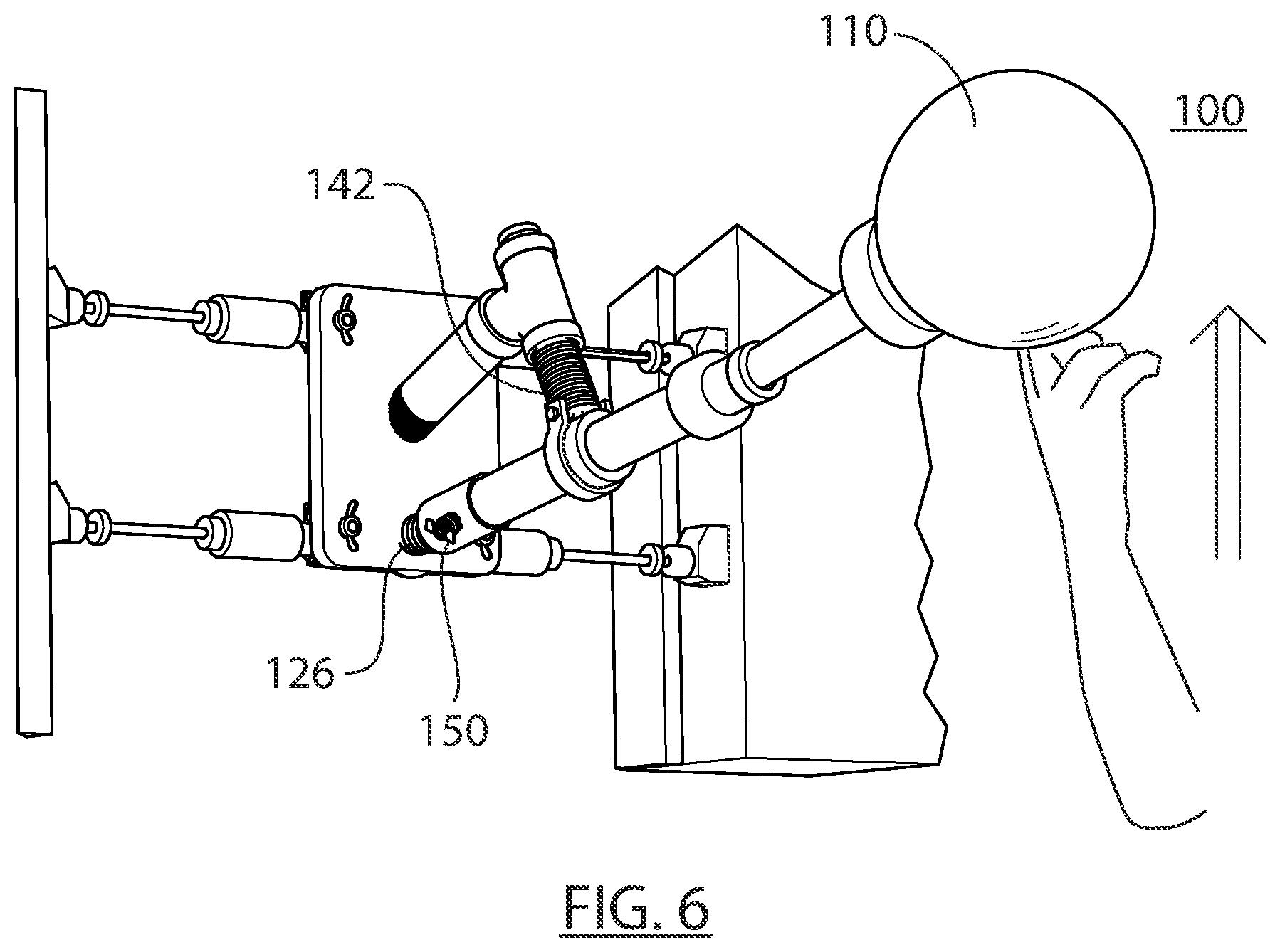 Patent US12564773 Figure 6 – Door or wall mount pro training boxing device