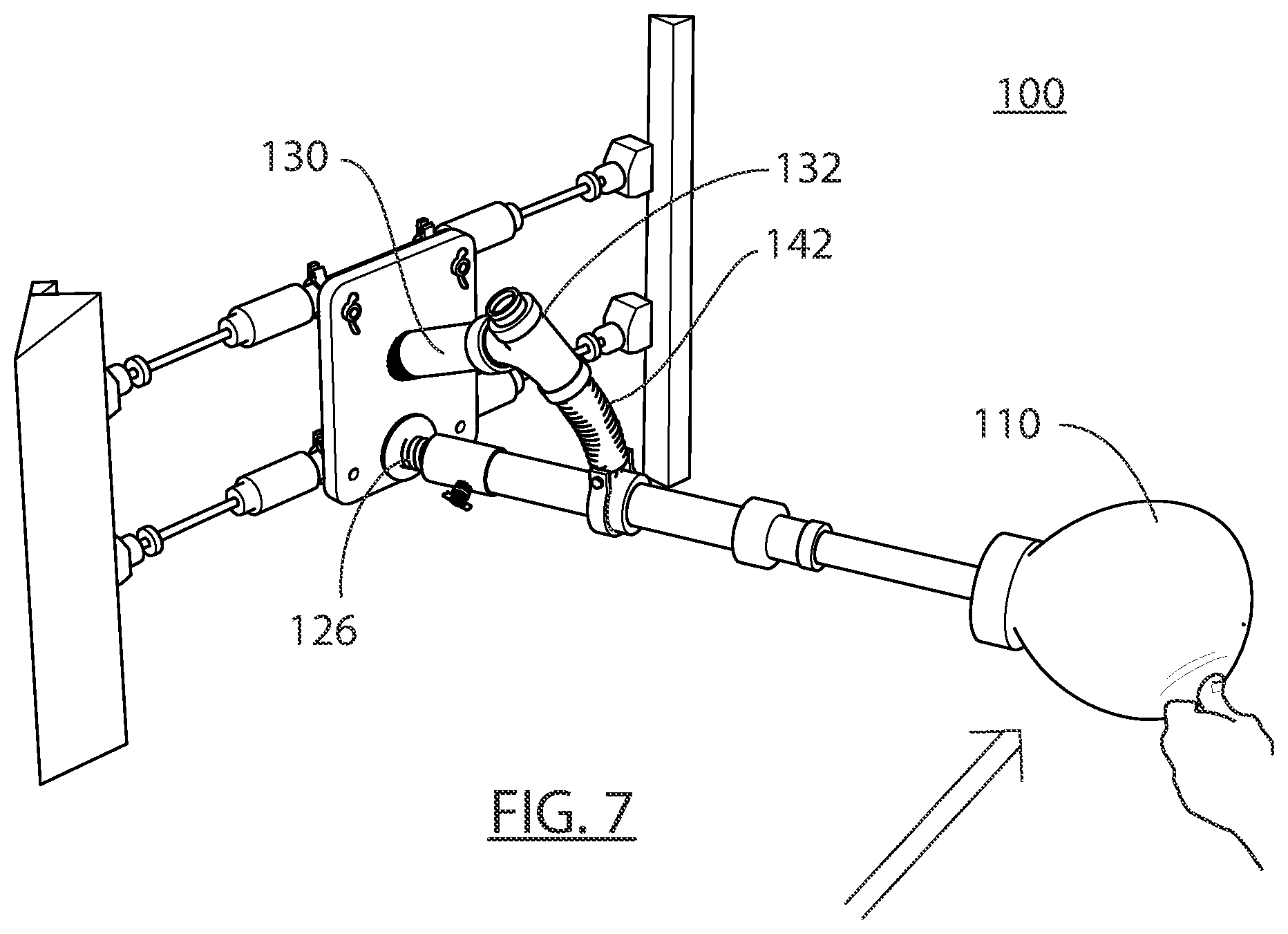 Patent US12564773 Figure 7 – Door or wall mount pro training boxing device
