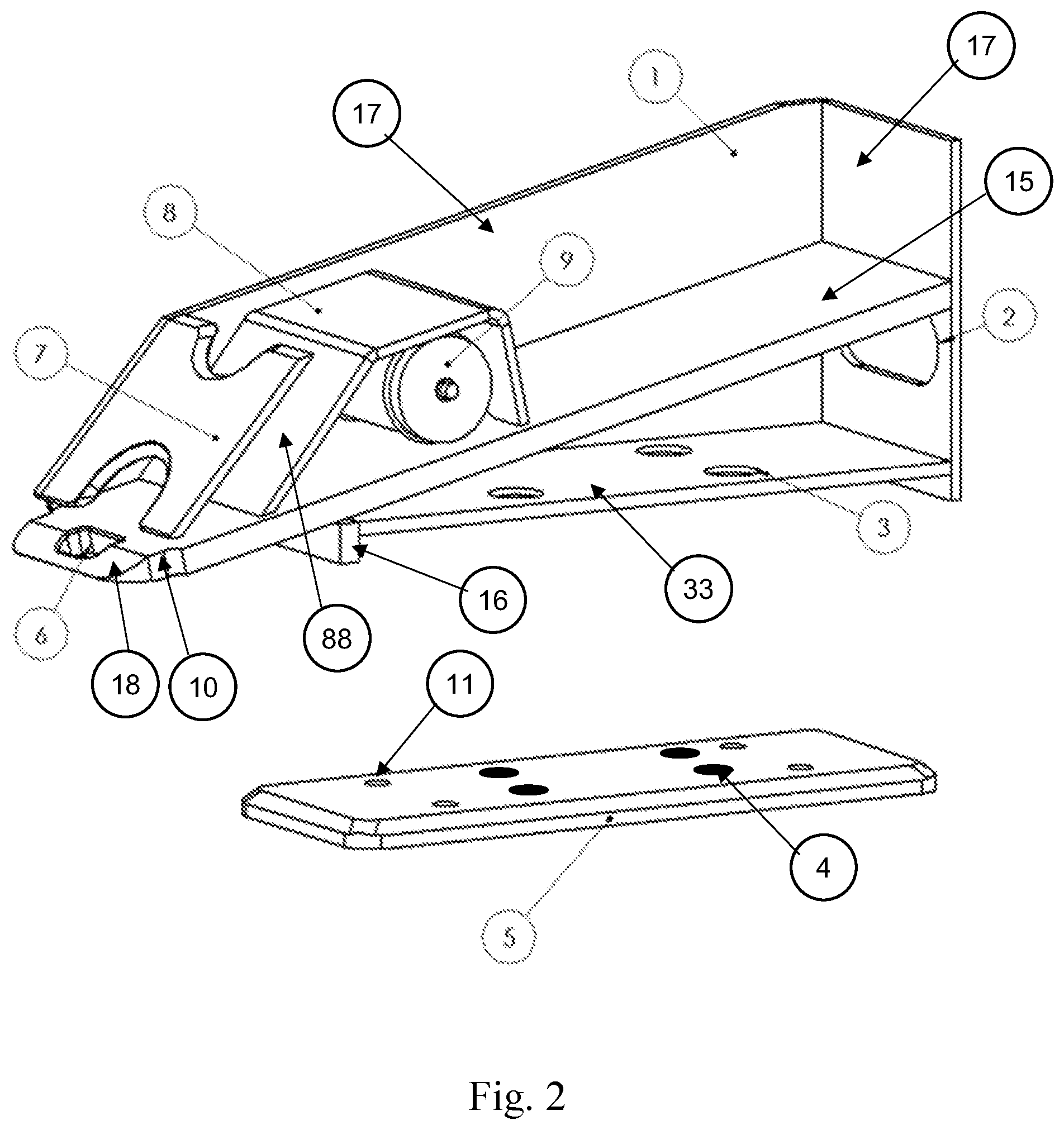 Patent US12564779 Figure 2 – Card dealing shoe with a pusher
