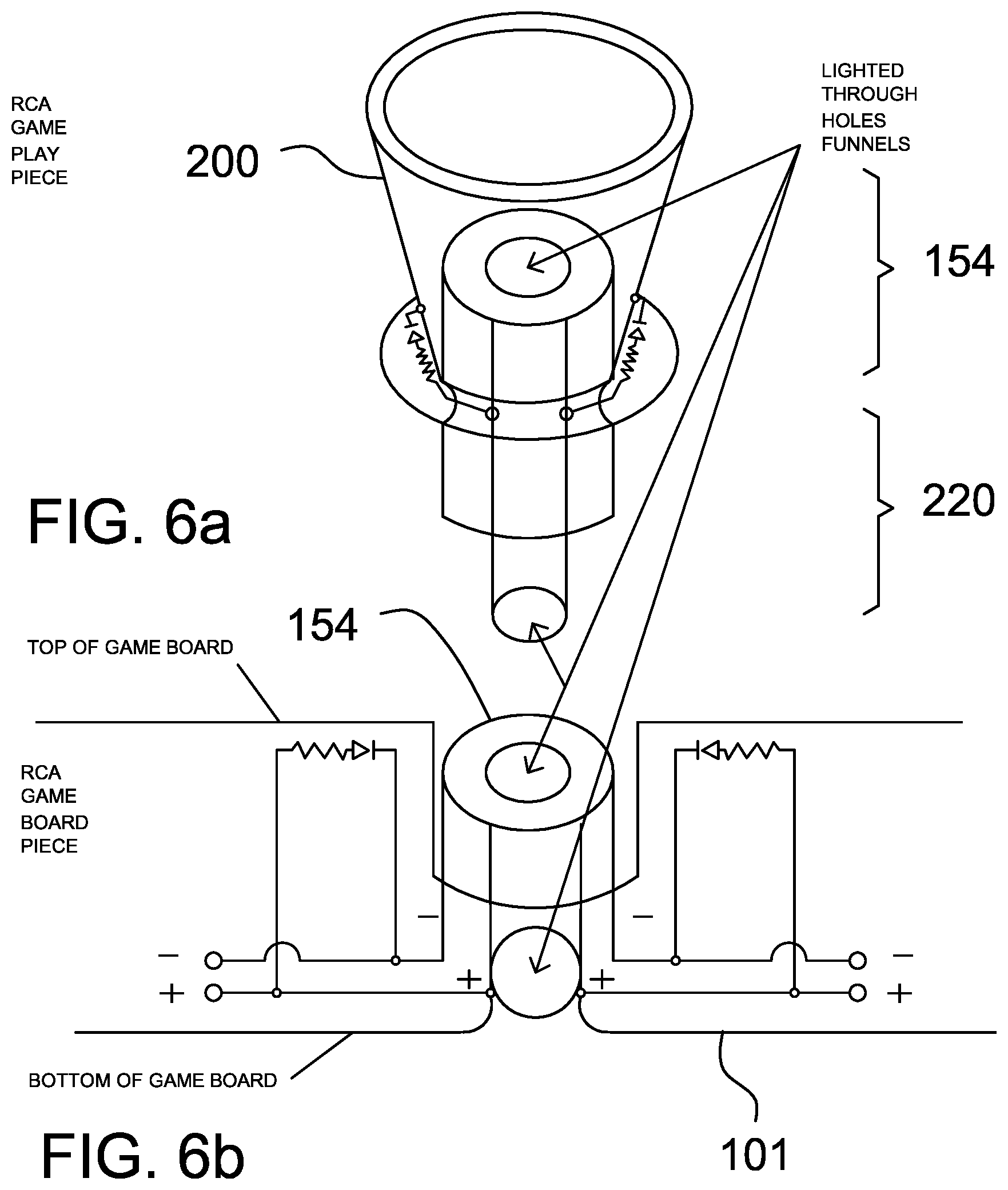 Patent US12564780 Figure 5 – Illuminated game board with stackable play pieces
