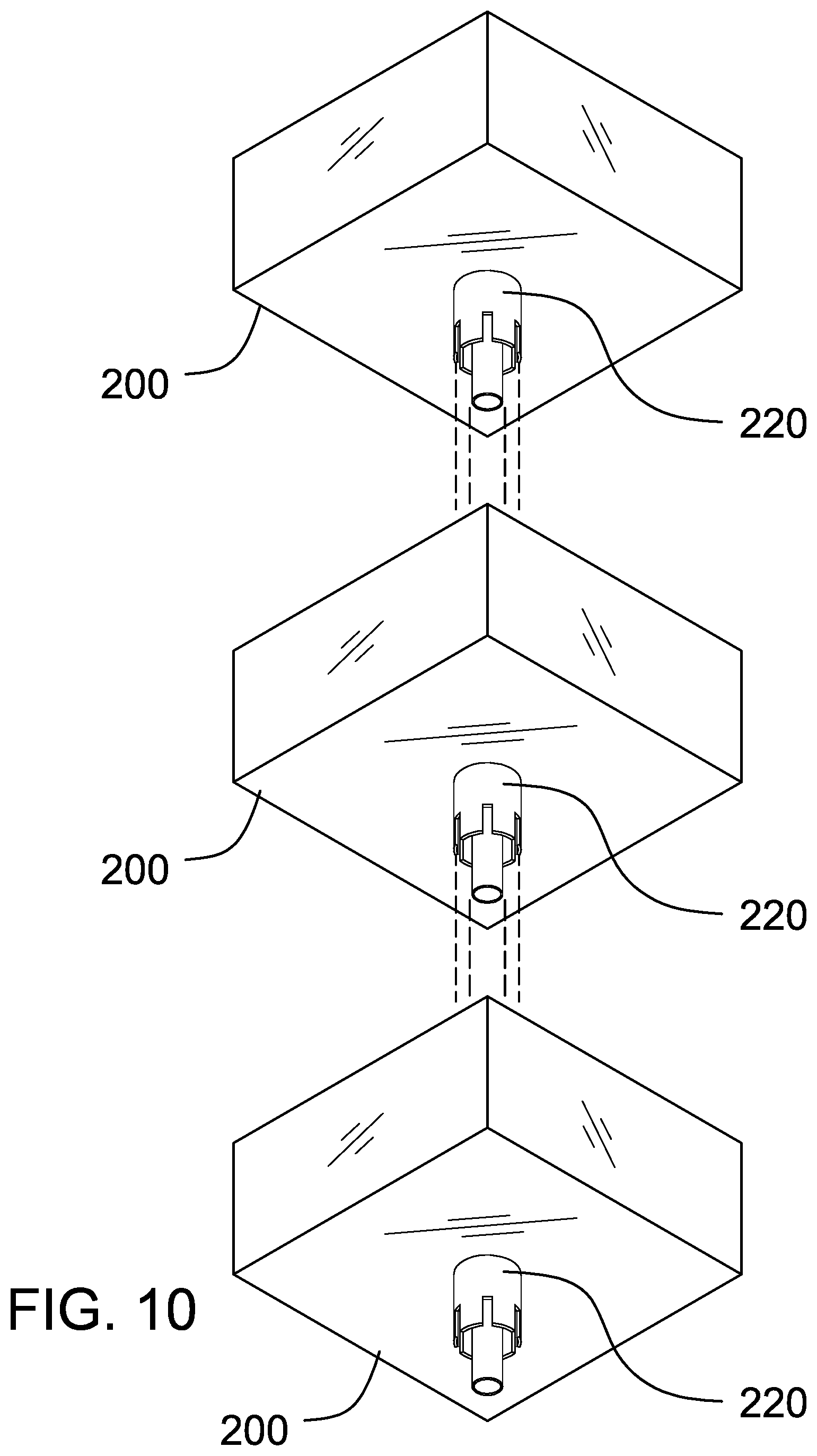 Patent US12564780 Figure 10 – Illuminated game board with stackable play pieces