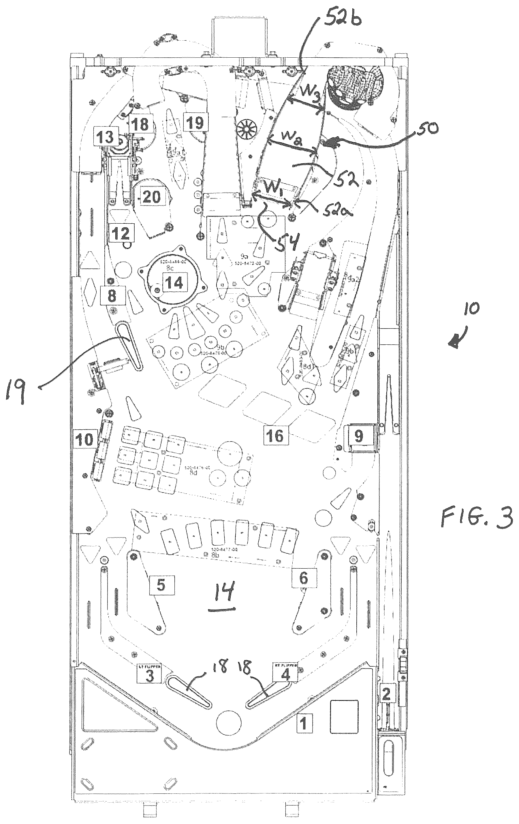 Patent US12564782 Figure 2 – Pinball machine ramp
