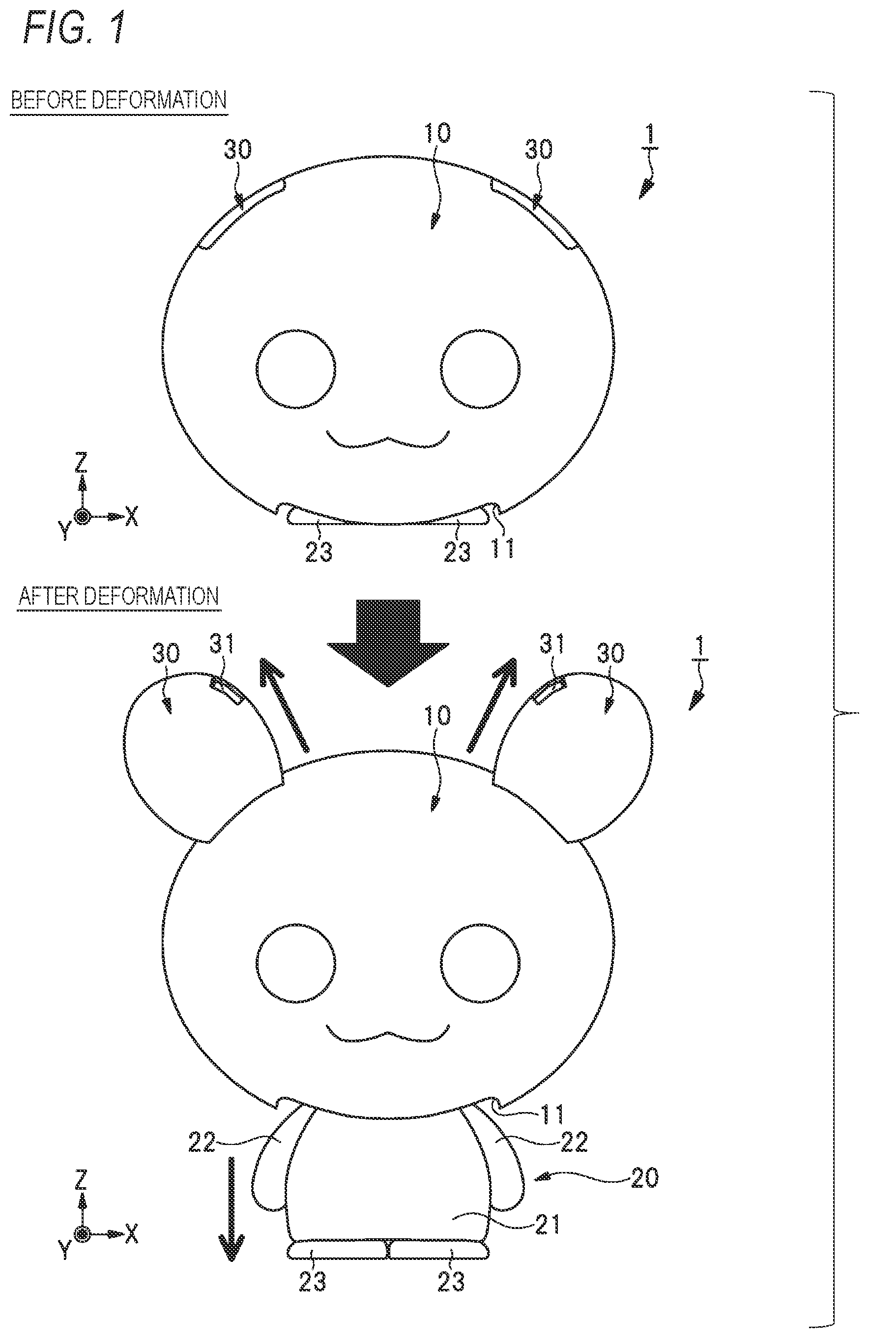 Patent US12564793 Figure 1 – Deformable toy