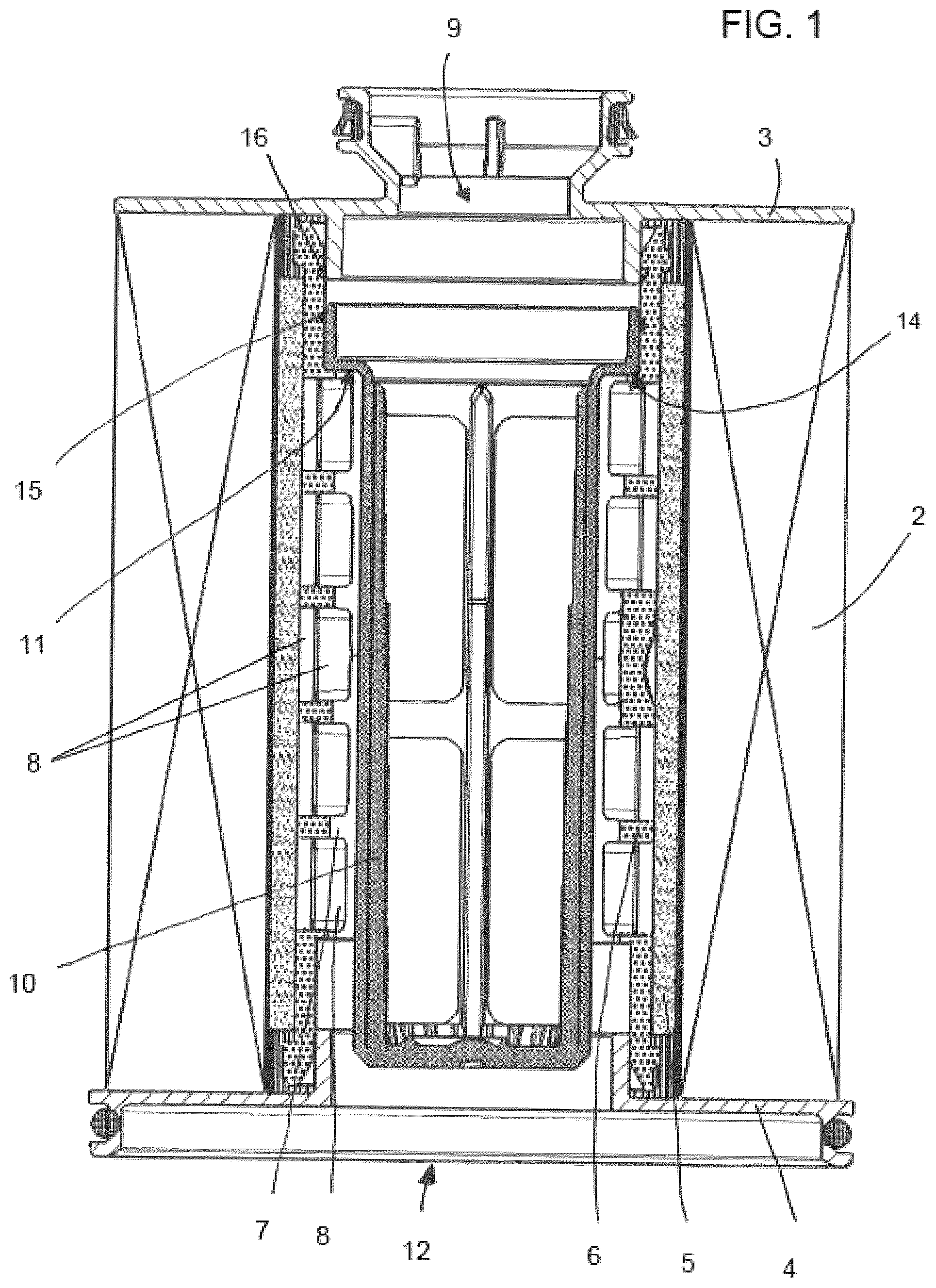 Patent US12564805 Figure 1 – Filter insert for a fuel filter with three-stage filtration