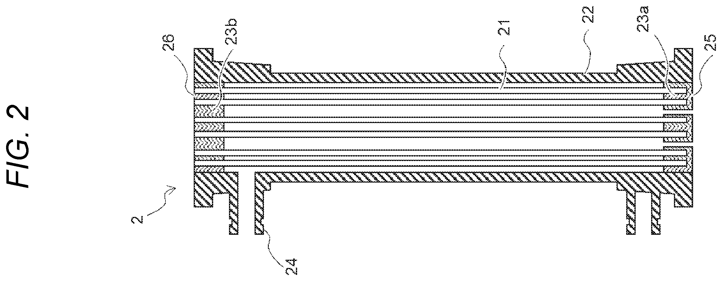 Patent US12564814 Figure 2 – Hollow-fiber membrane module unit