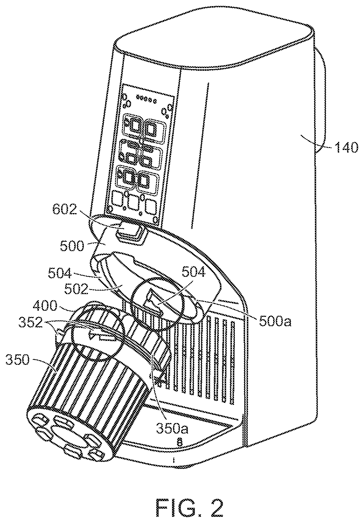 Patent US12564821 Figure 2 – Locking assembly for a micro puree machine