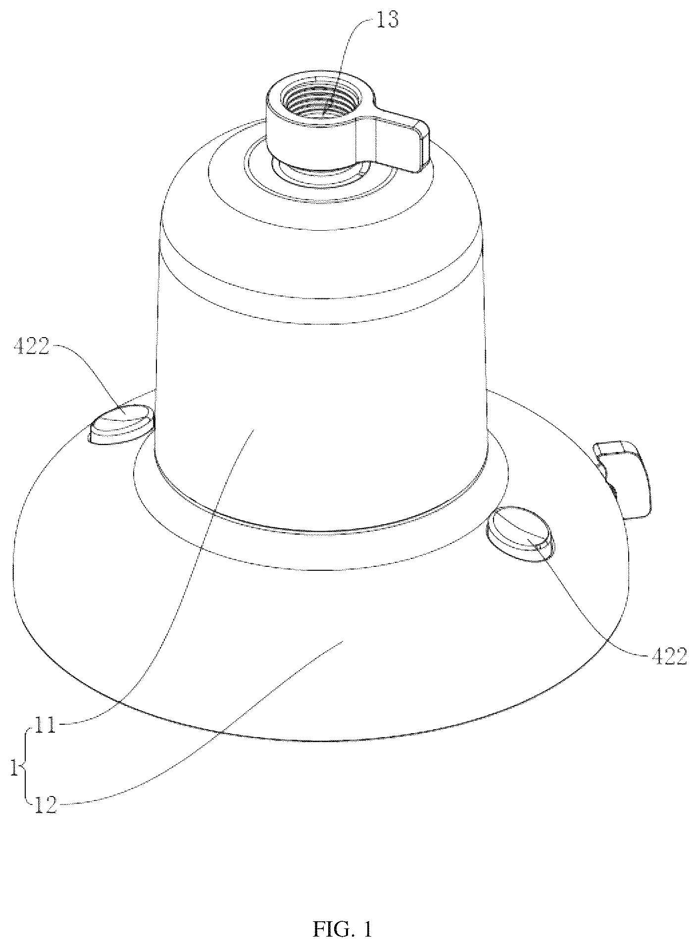 Patent US12564847 Figure 1 – Overhead shower
