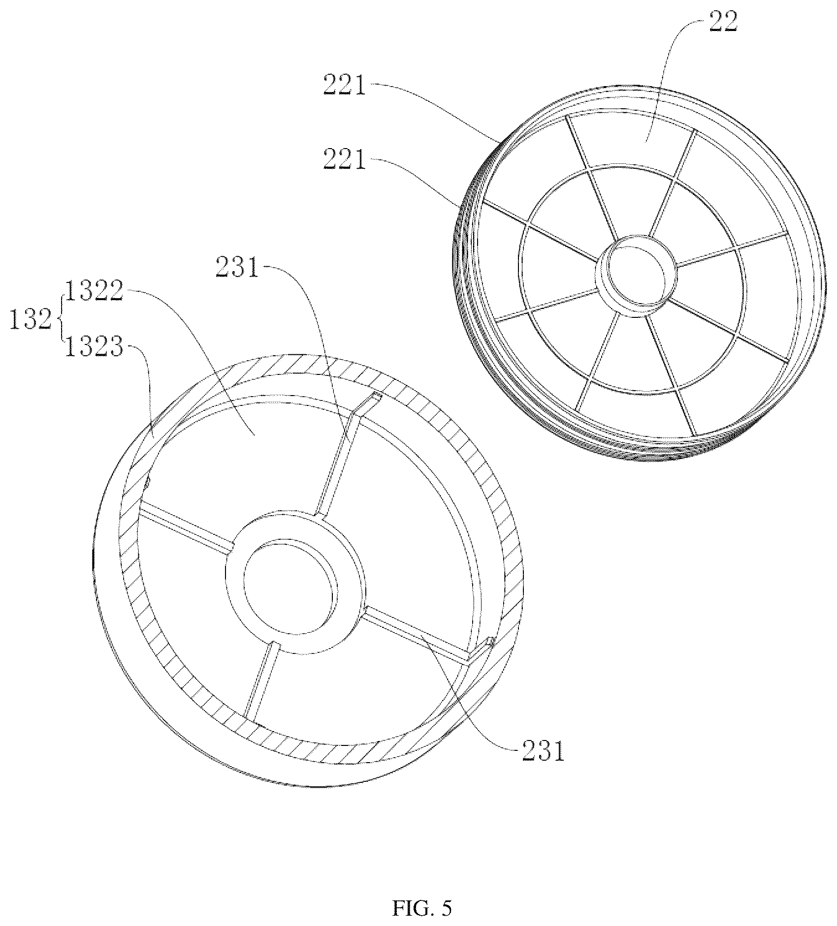 Patent US12564847 Figure 5 – Overhead shower