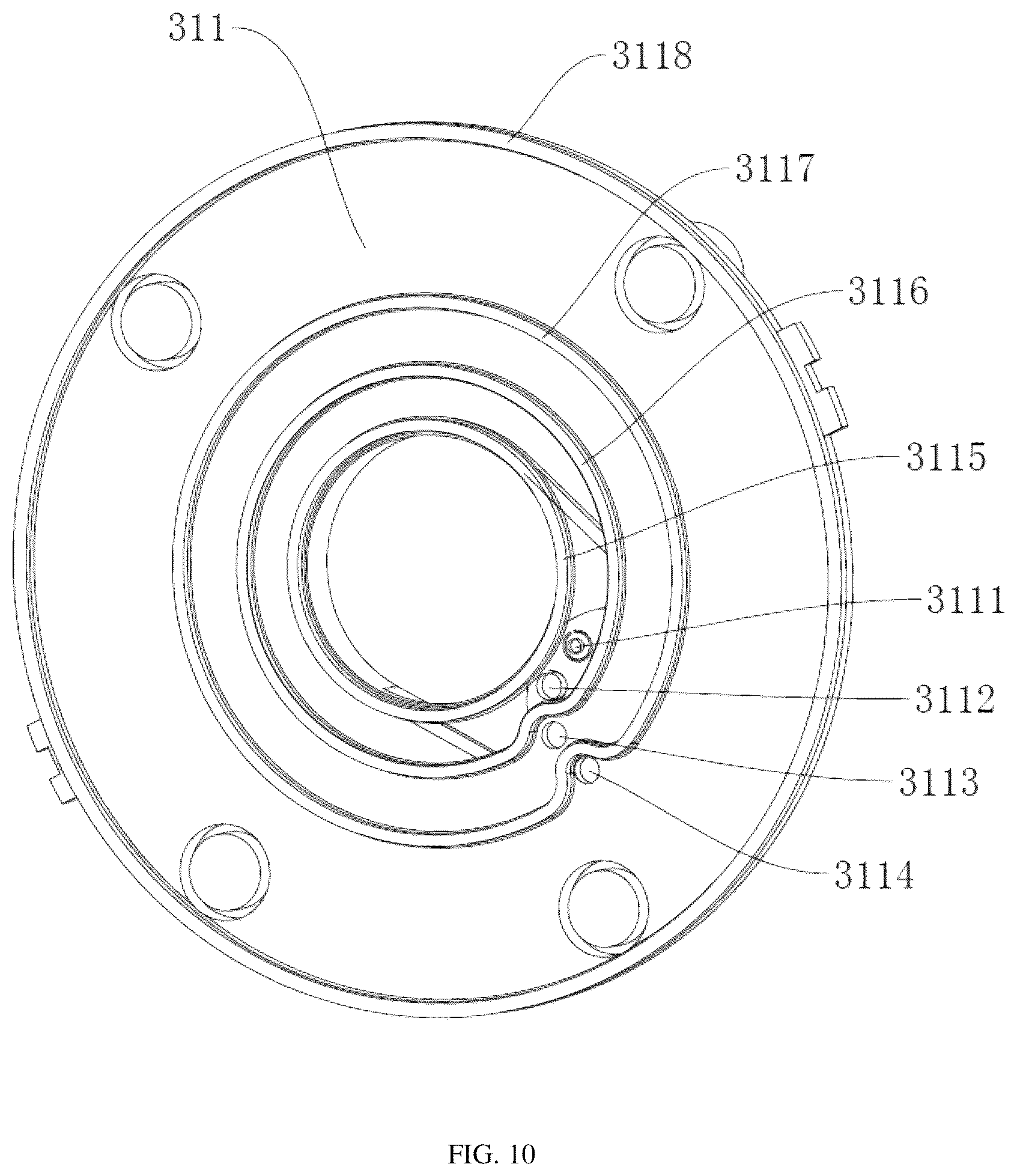 Patent US12564847 Figure 10 – Overhead shower