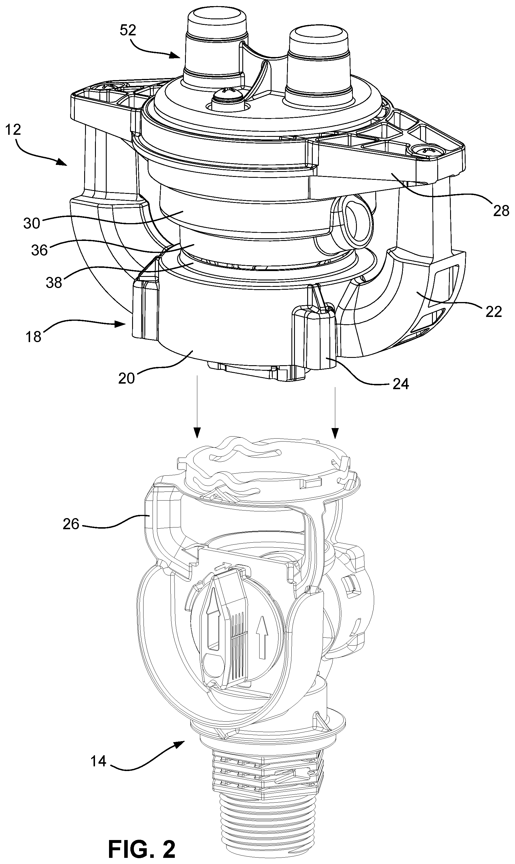 Patent US12564848 Figure 2 – Irrigation sprinkler with multiple patterns and rotation speeds