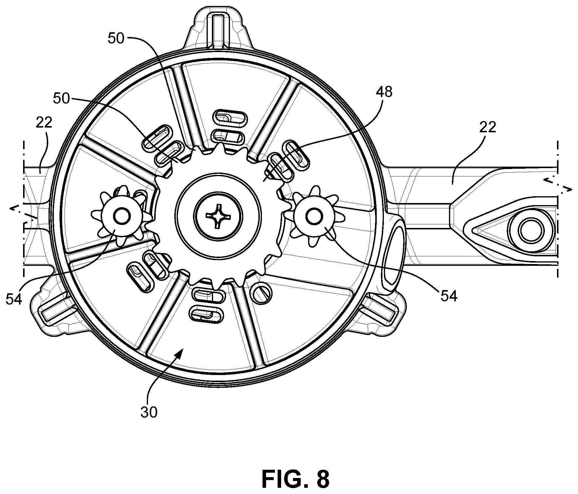 Patent US12564848 Figure 8 – Irrigation sprinkler with multiple patterns and rotation speeds