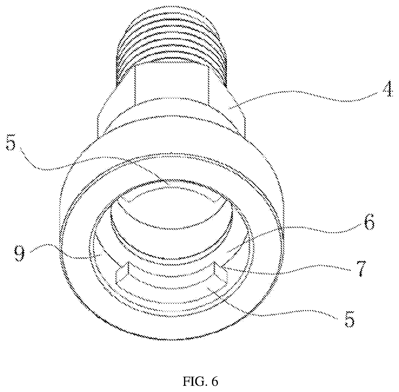 Patent US12564850 Figure 4 – Reservoir seal cover, reservoir connection mechanism for spray gun, and reservoir