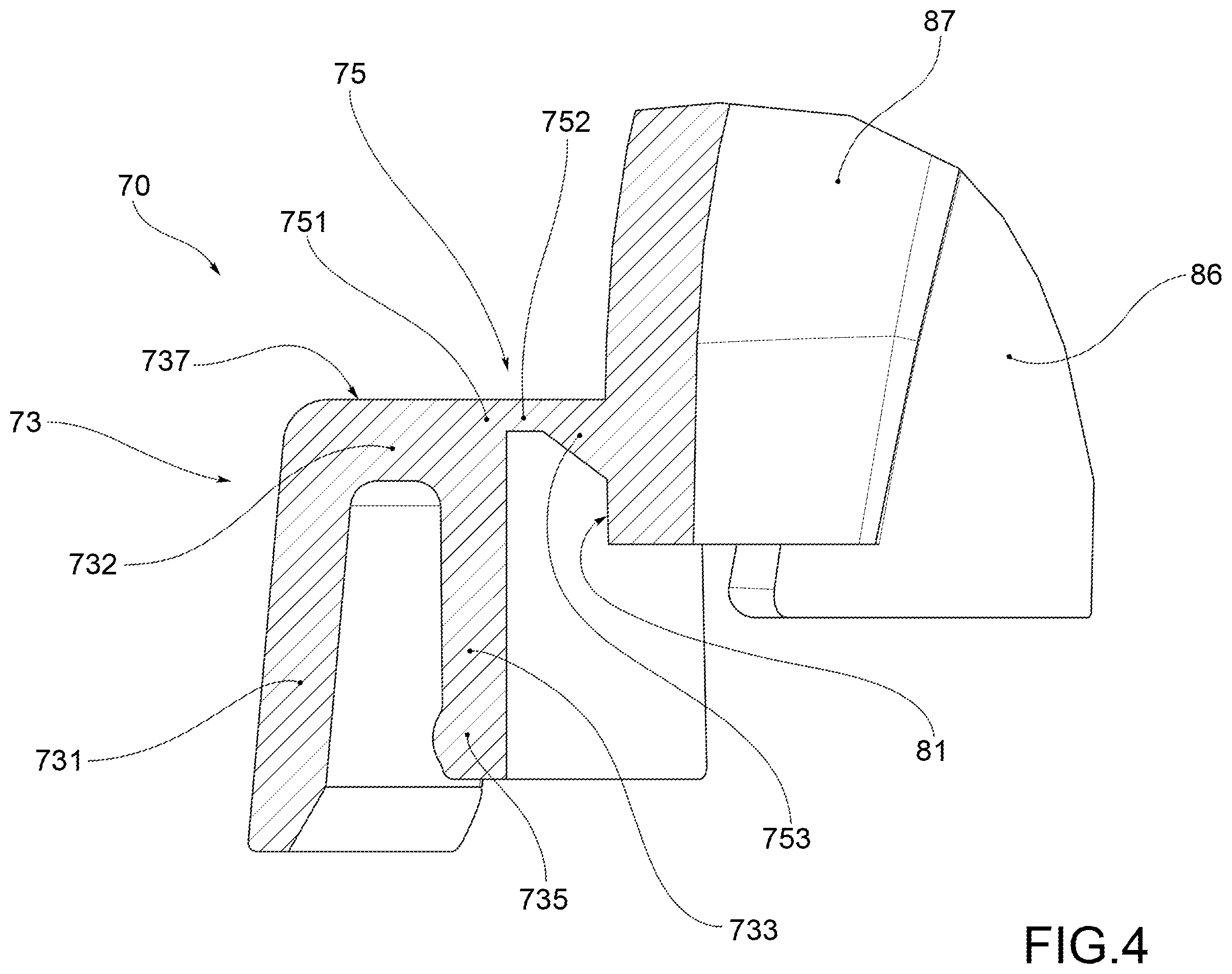 Patent US12564851 Figure 4 – Trigger-type dispensing head for a dispensing device for pasty products such as toothpastes
