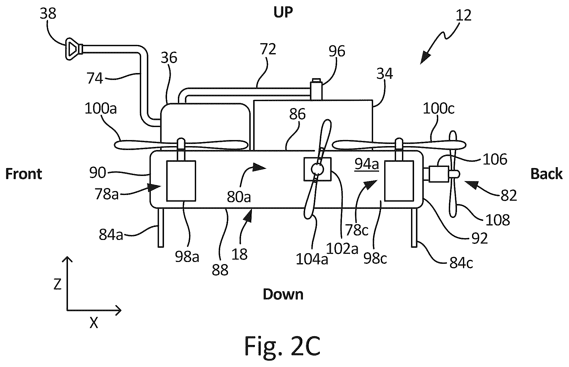 Patent US12564852 Figure 4 – Unmanned aerial vehicle for painting structures