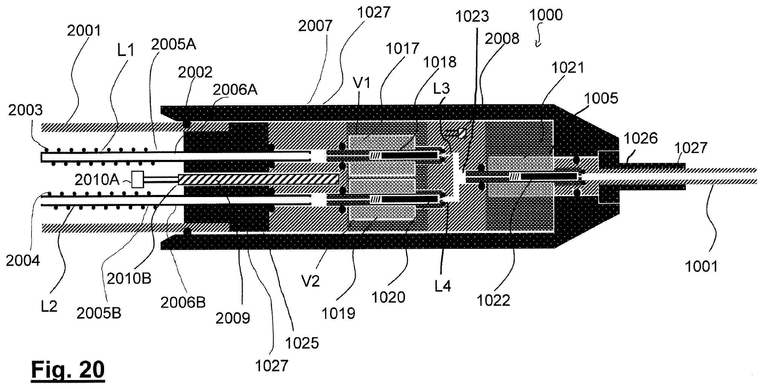 Patent US12564869 Figure 20 – Gas feed device, system having a gas feed device, and particle beam apparatus having a gas feed device or the system
