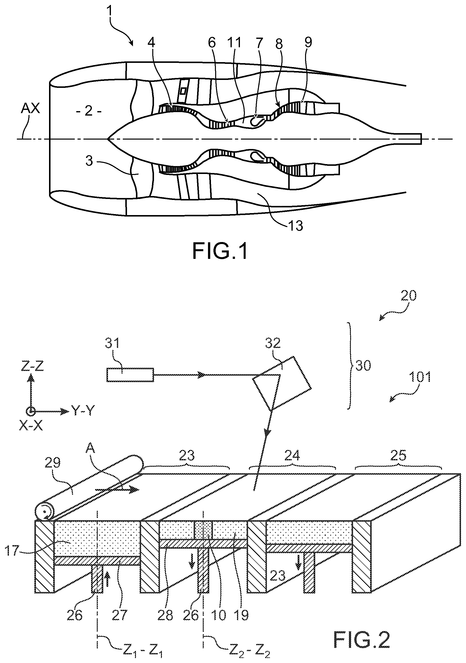 Patent US12564882 Figure 1 – Method for additive manufacturing of a wall for a turbine engine, comprising at least one cooling aperture