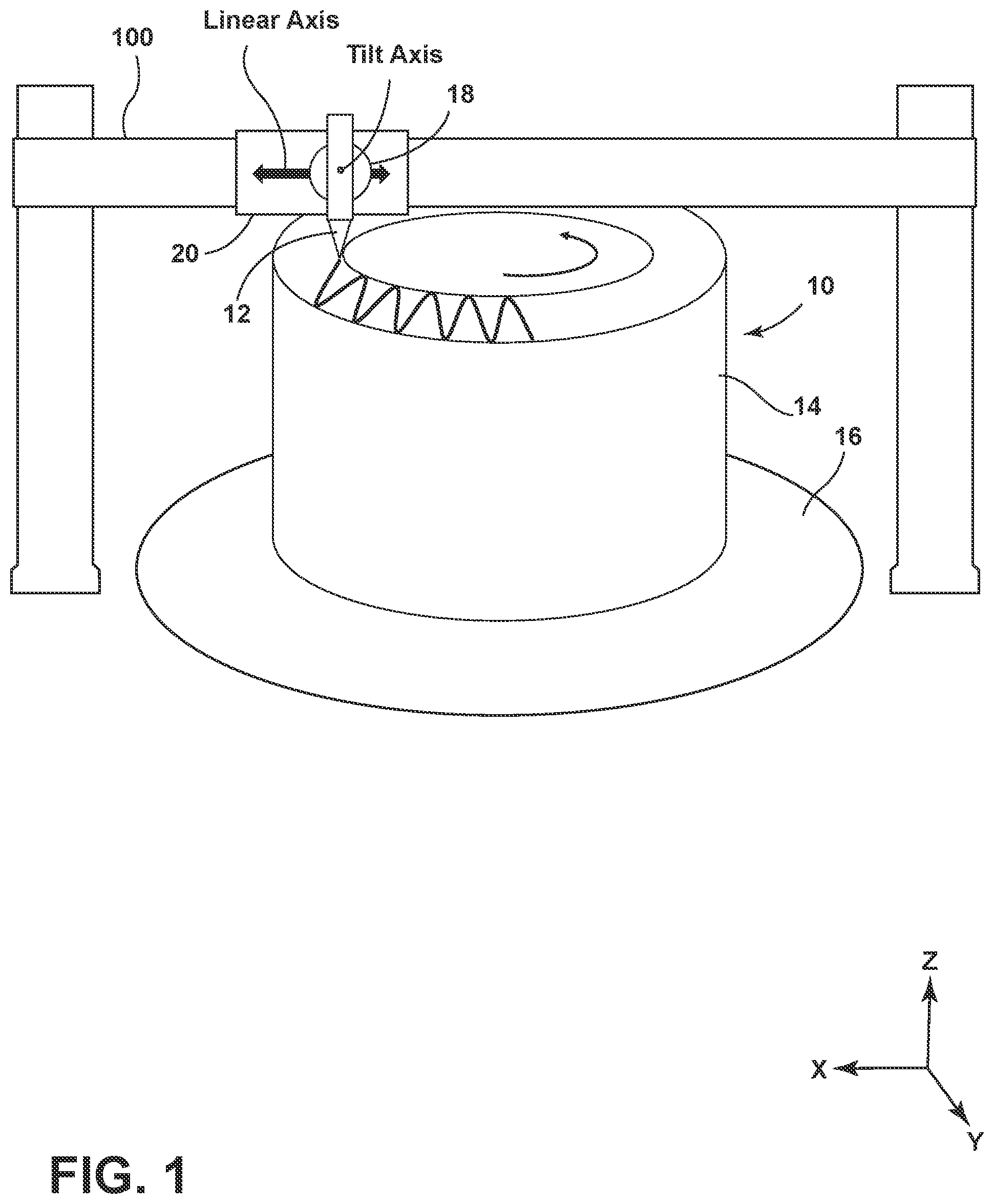 Patent US12564885 Figure 1 – Oscillating nozzle for sinusoidal direct metal deposition