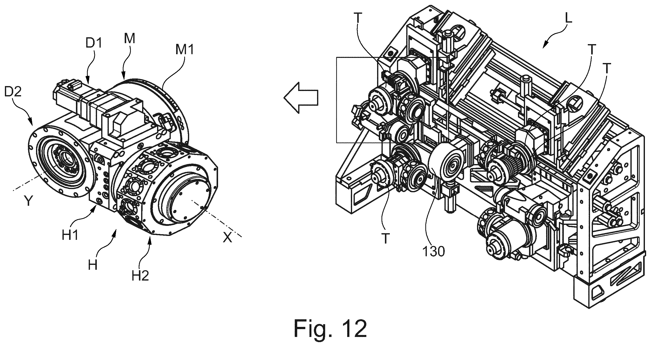 Patent US12564886 Figure 12 – Machine tool, in particular lathe with auxiliary spindle