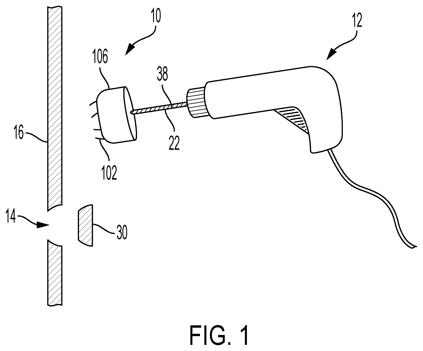 Patent US12564889 Figure 1 – Cutting accessory for a drill