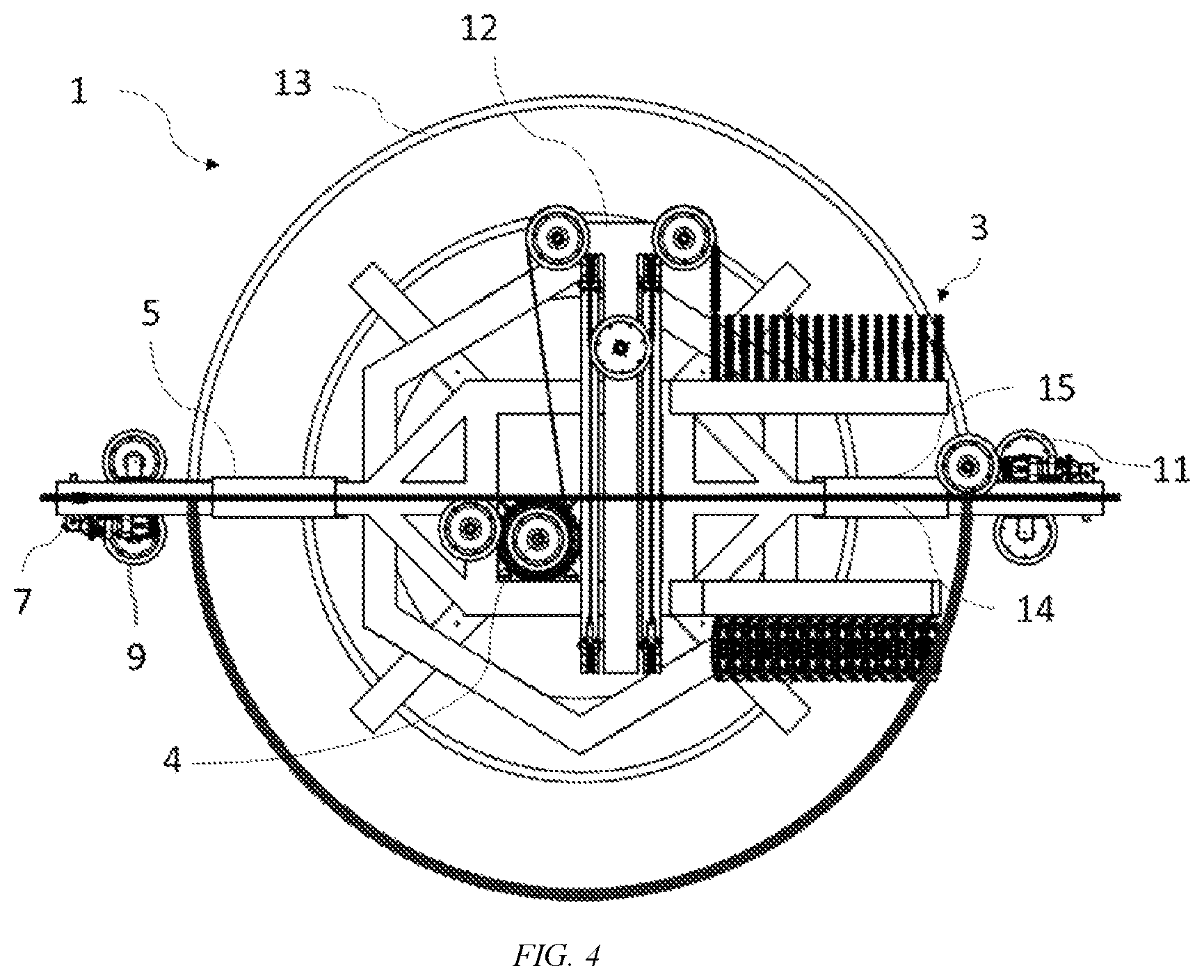 Patent US12564891 Figure 4 – Spin-saw machine