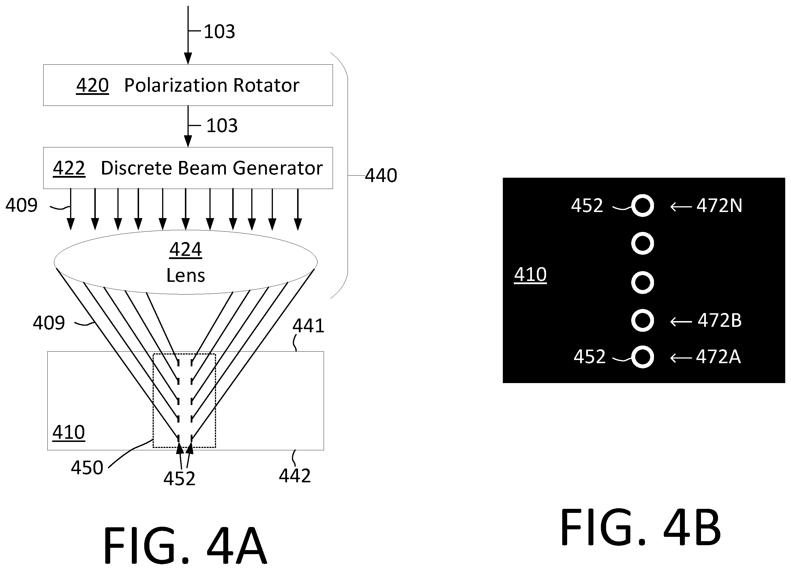 Patent US12564898 Figure 4 – Structured discrete beam formation for cutting transparent substrates