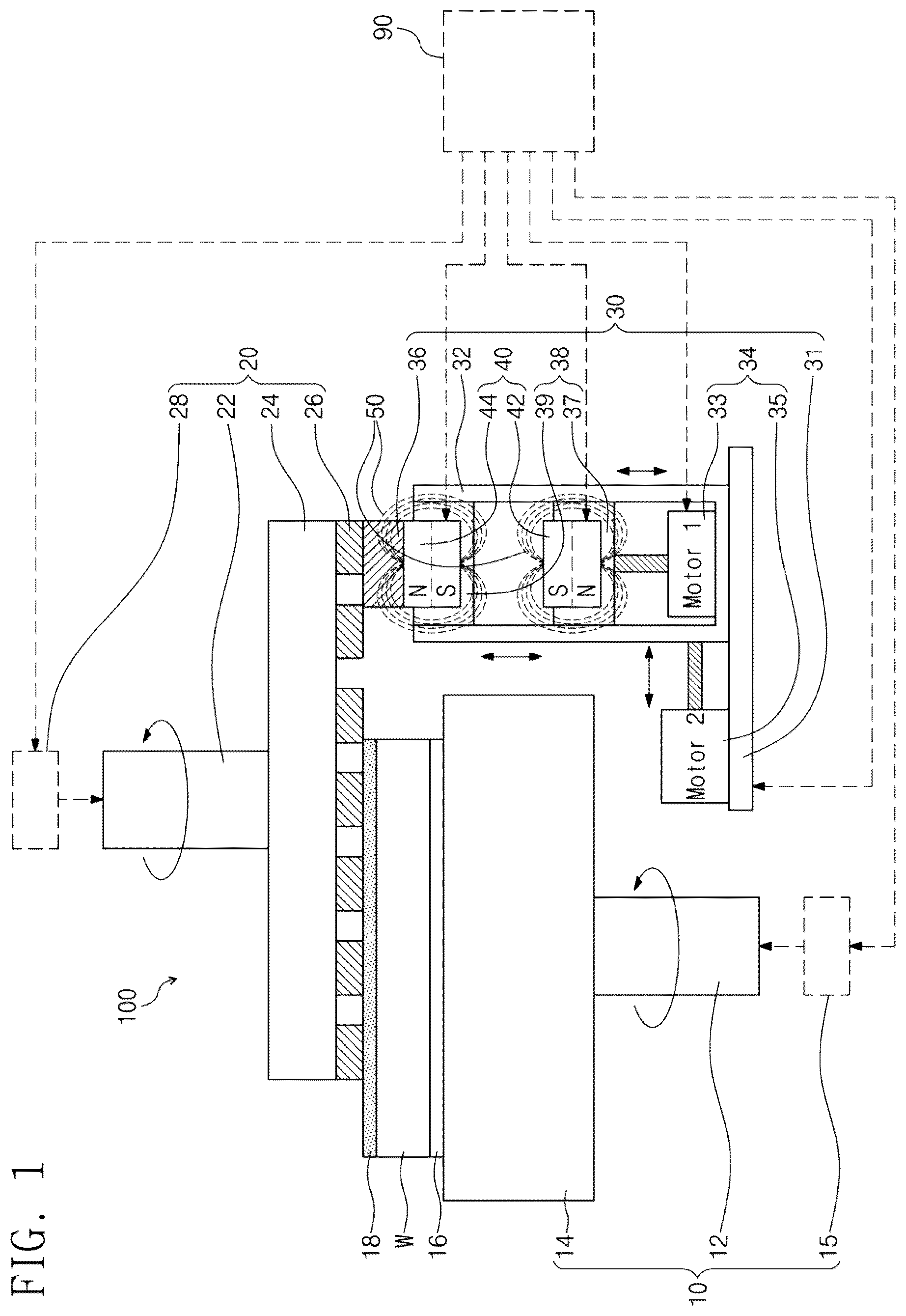 Patent US12564914 Figure 1 – Grinding apparatus and method for manufacturing semiconductor device using the same