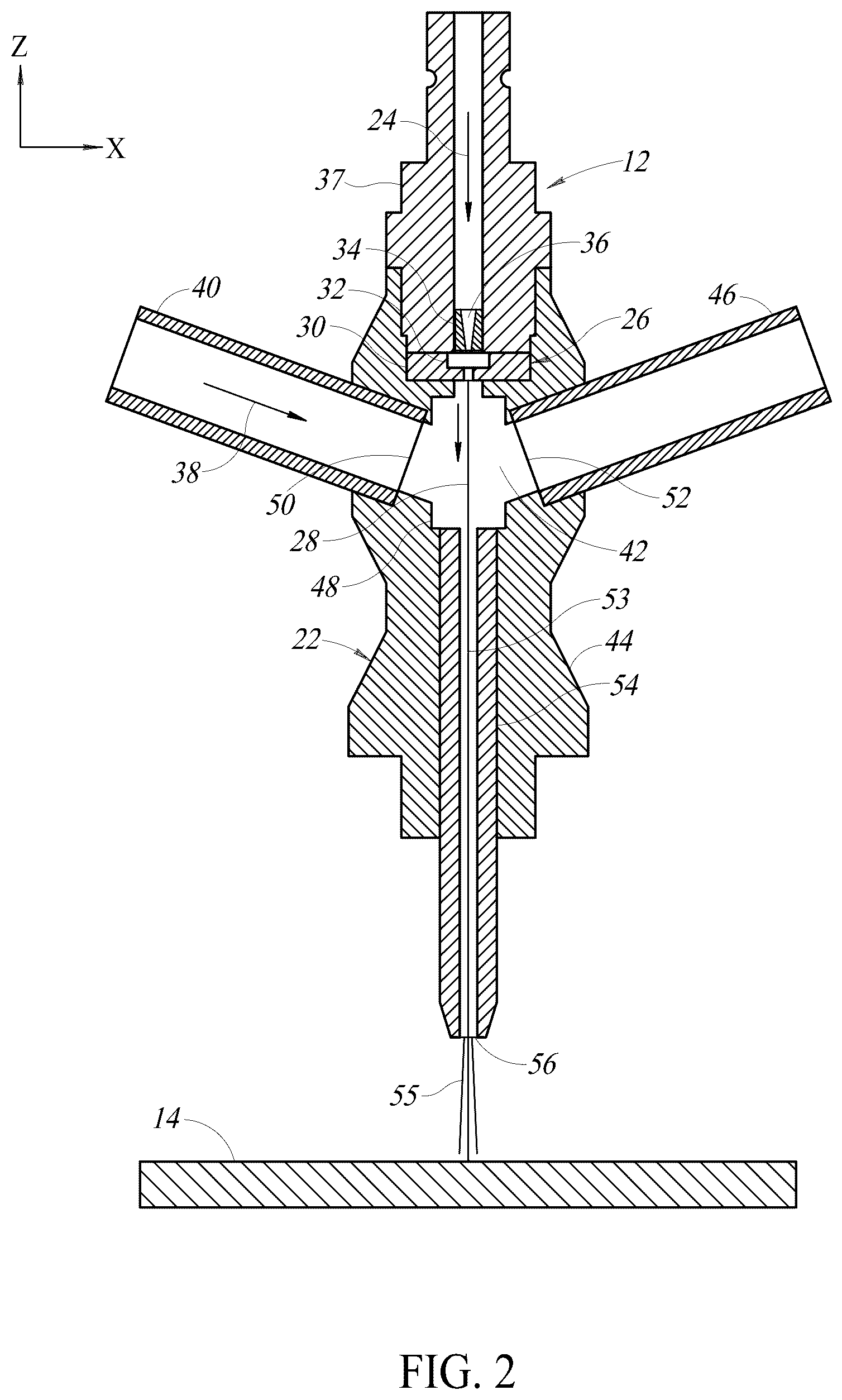 Patent US12564915 Figure 2 – Abrasive fluid jet with recycling system for abrasives and methods of use of same