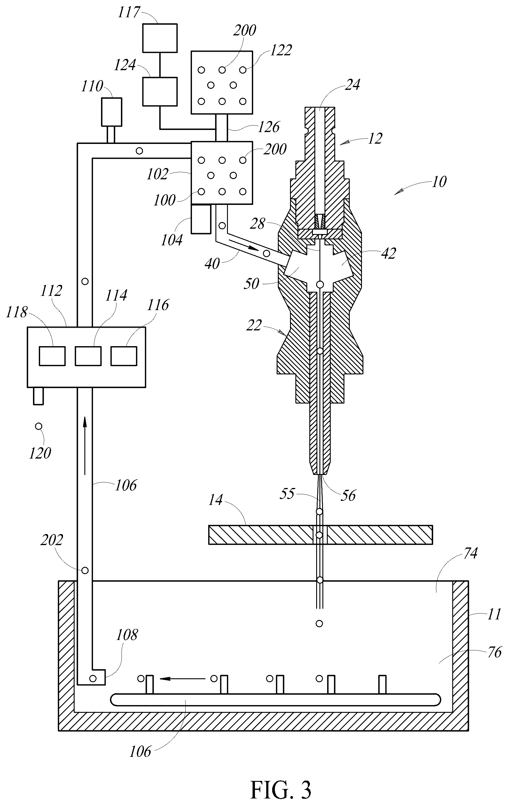 Patent US12564915 Figure 3 – Abrasive fluid jet with recycling system for abrasives and methods of use of same