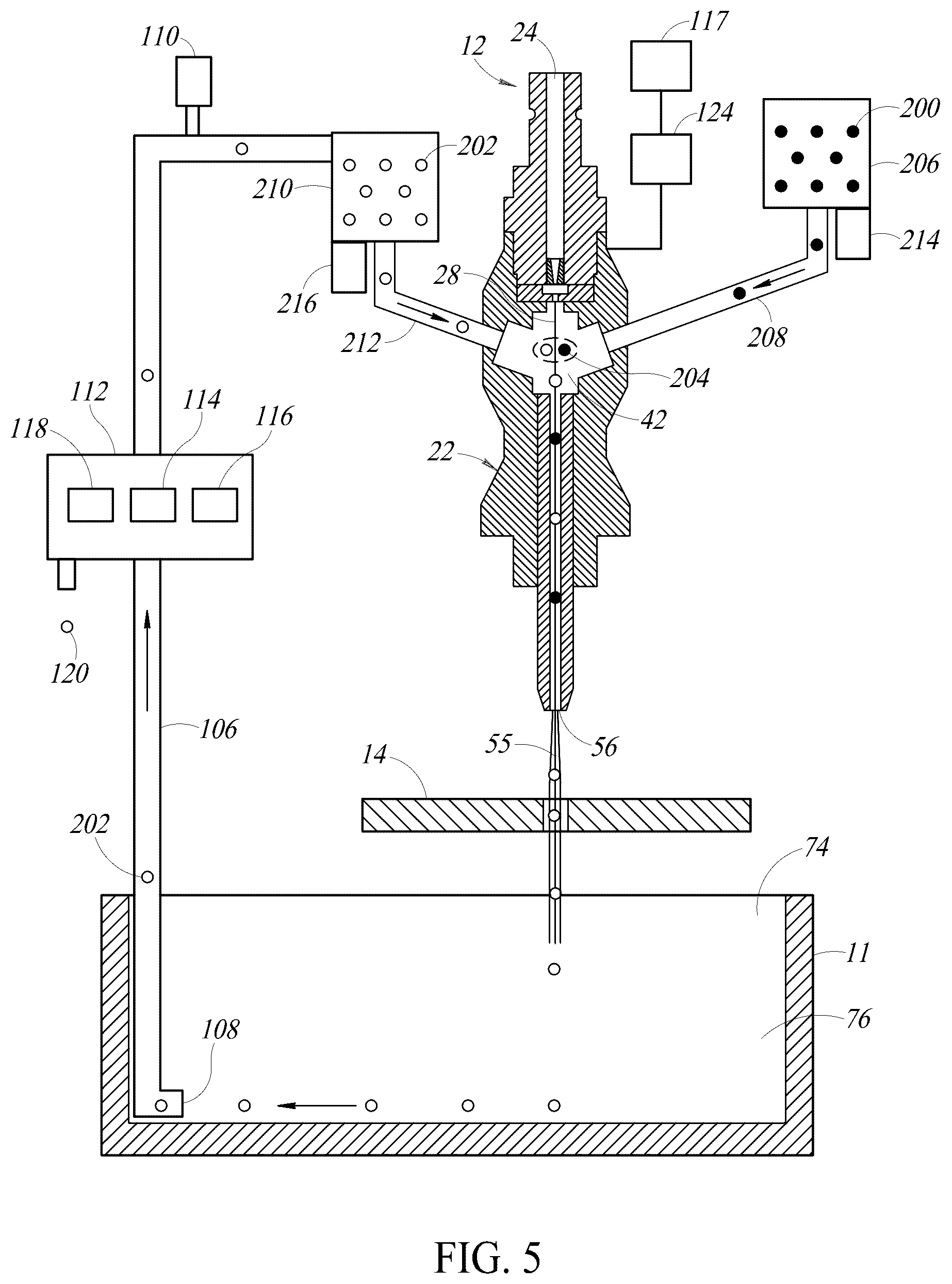Patent US12564915 Figure 5 – Abrasive fluid jet with recycling system for abrasives and methods of use of same