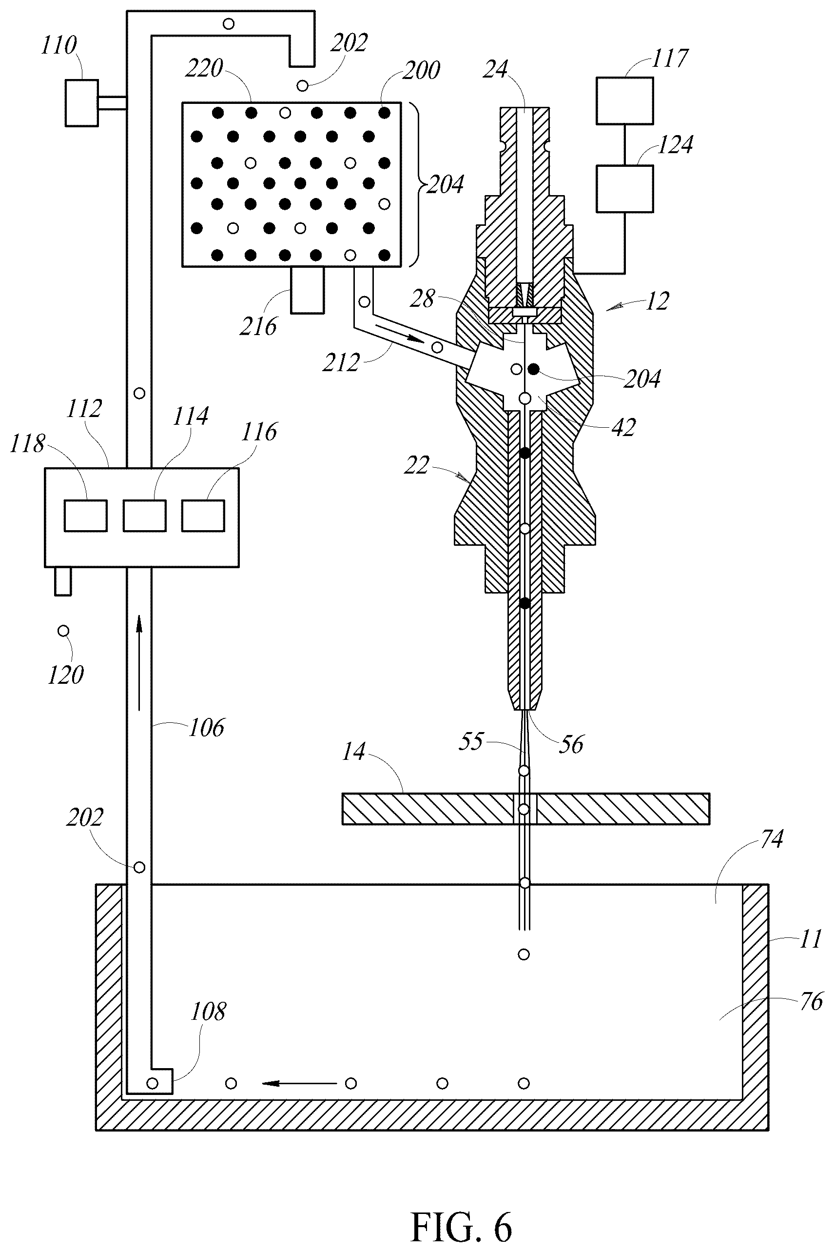 Patent US12564915 Figure 6 – Abrasive fluid jet with recycling system for abrasives and methods of use of same