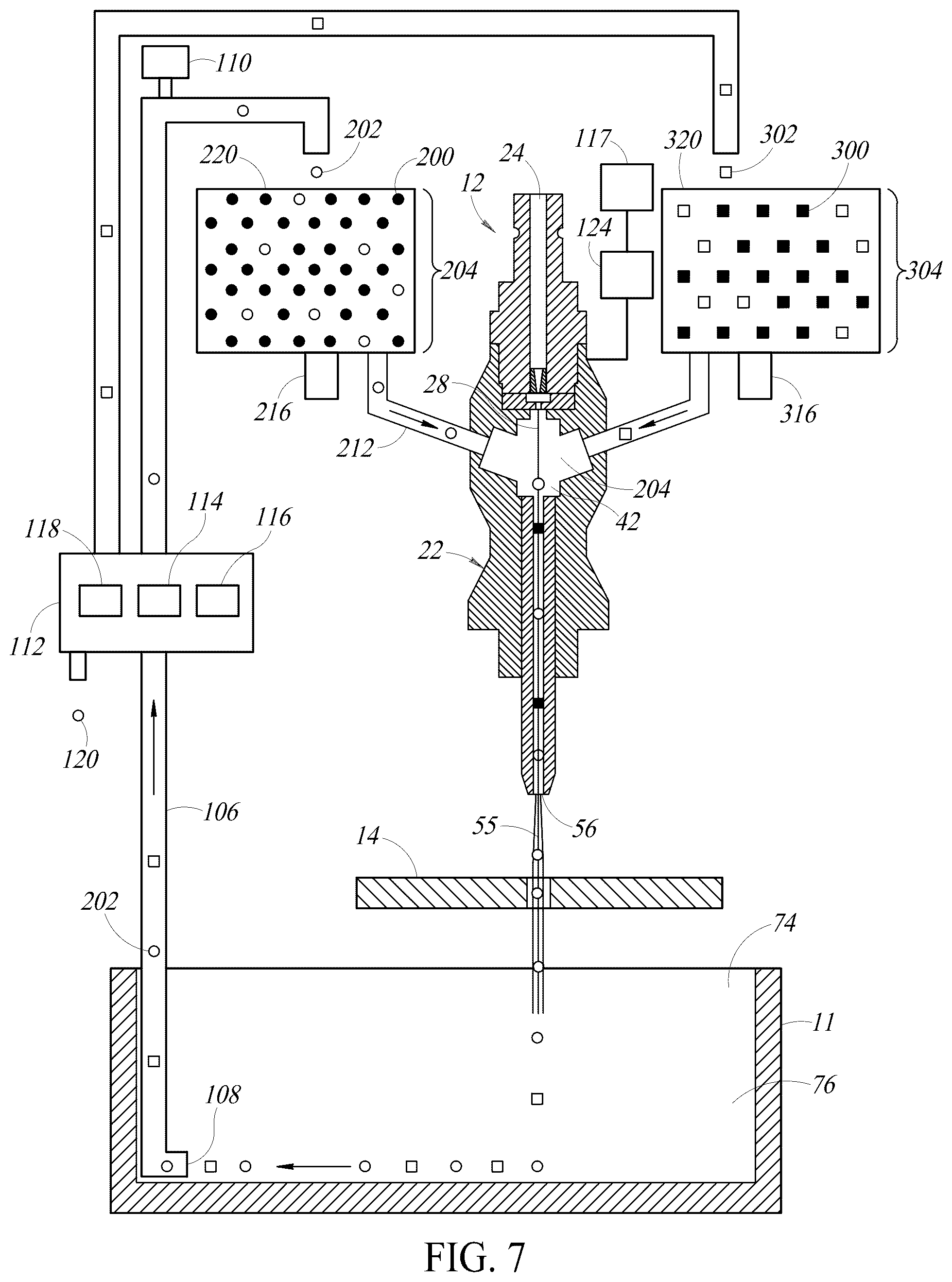 Patent US12564915 Figure 7 – Abrasive fluid jet with recycling system for abrasives and methods of use of same