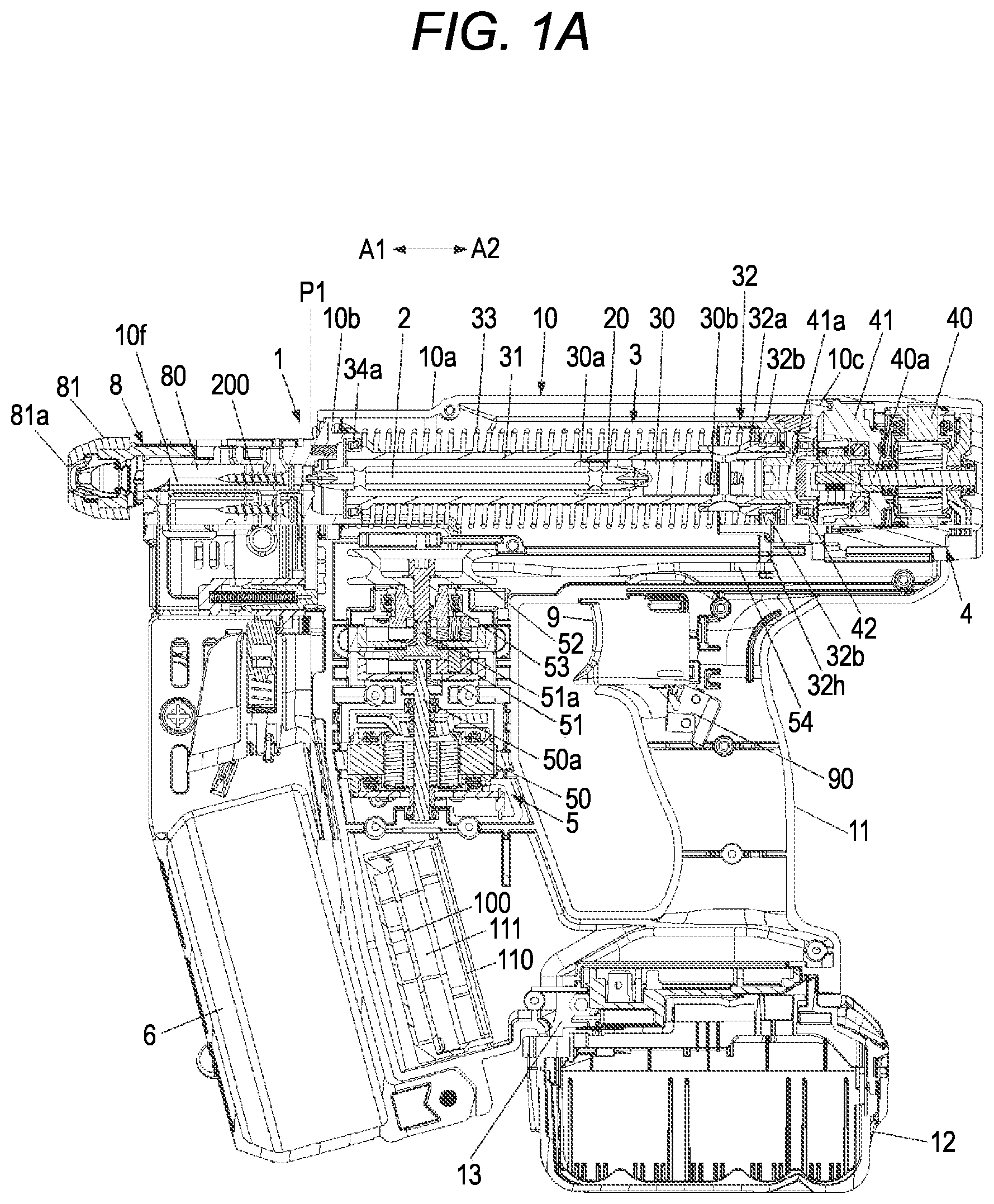 Patent US12564920 Figure 1 – Fastening tool