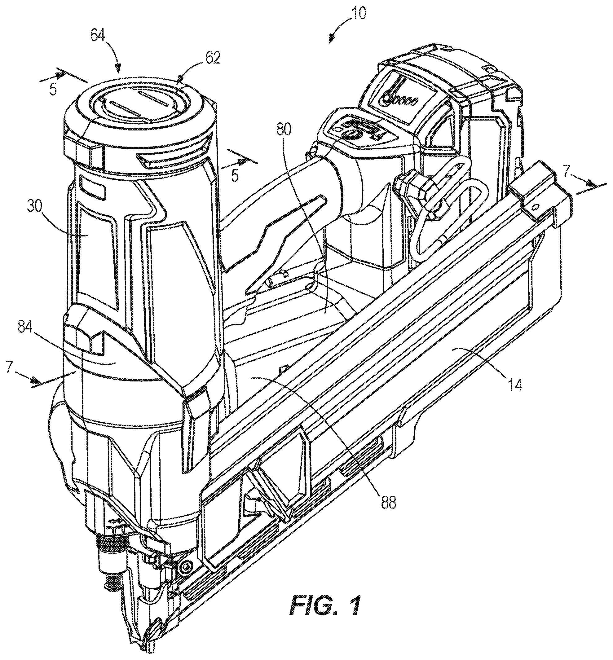 Patent US12564925 Figure 1 – Gas spring-powered fastener driver