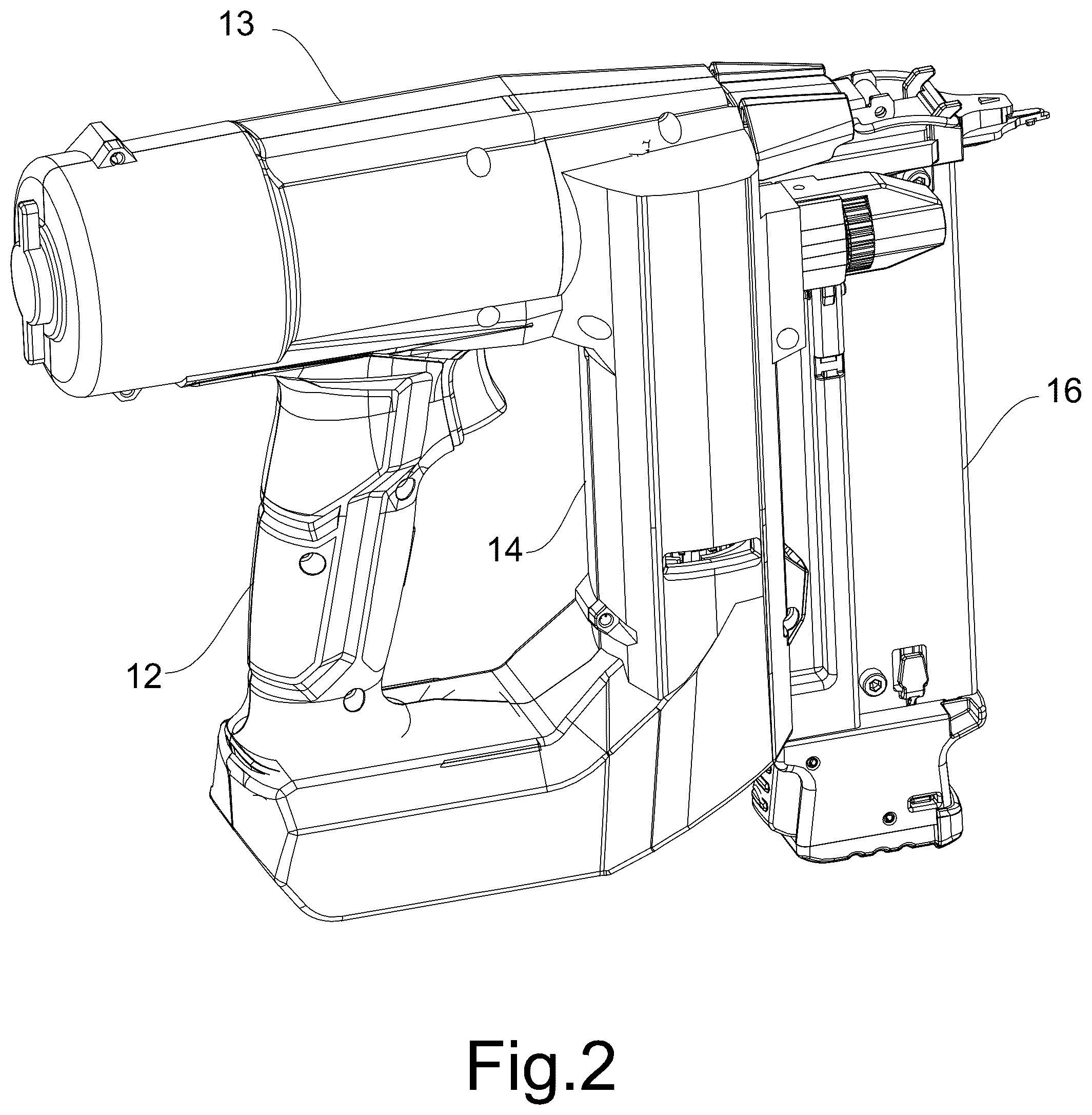 Patent US12564926 Figure 2 – Output energy adjustable gas spring fastener drive tool