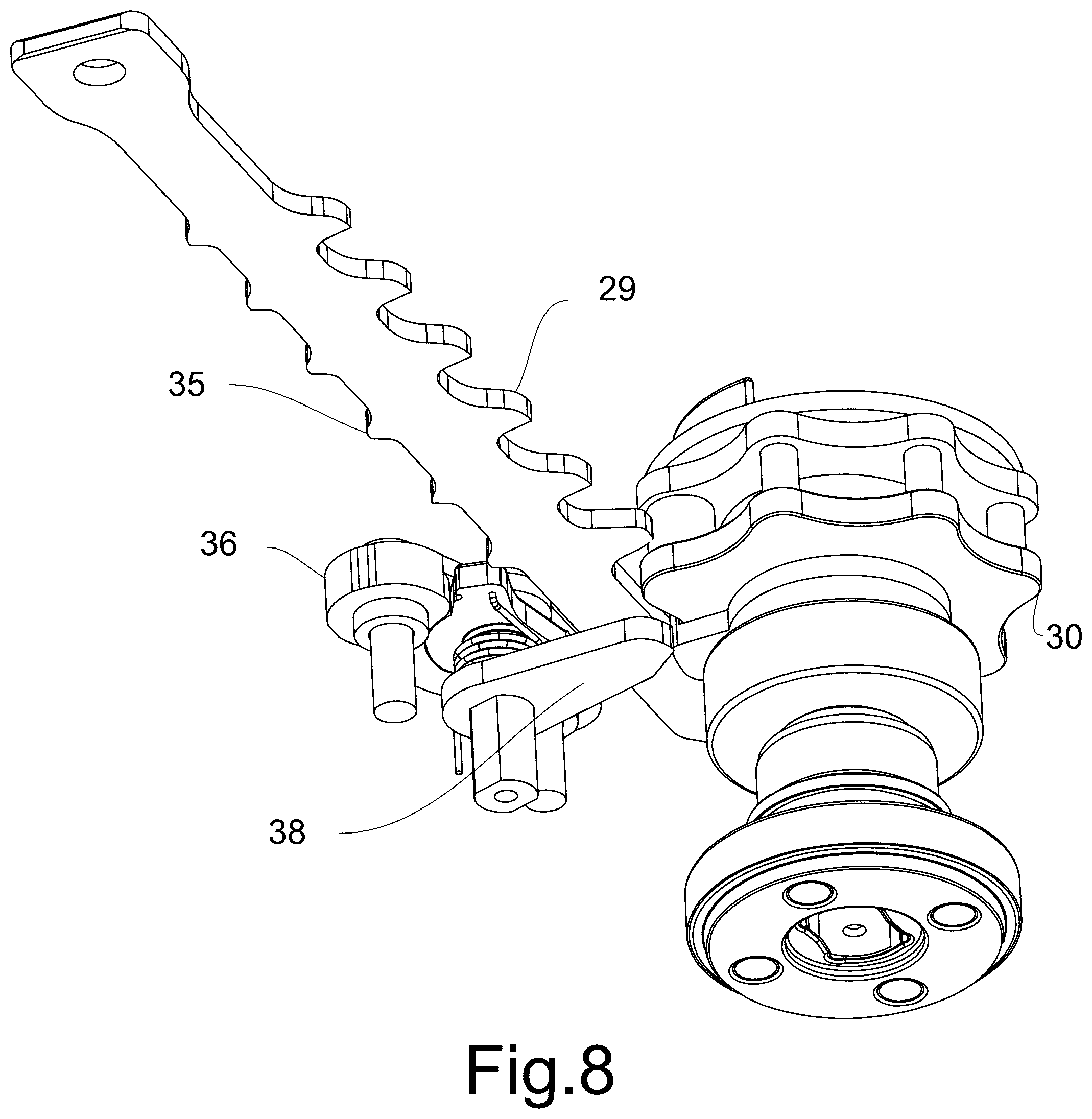 Patent US12564926 Figure 8 – Output energy adjustable gas spring fastener drive tool