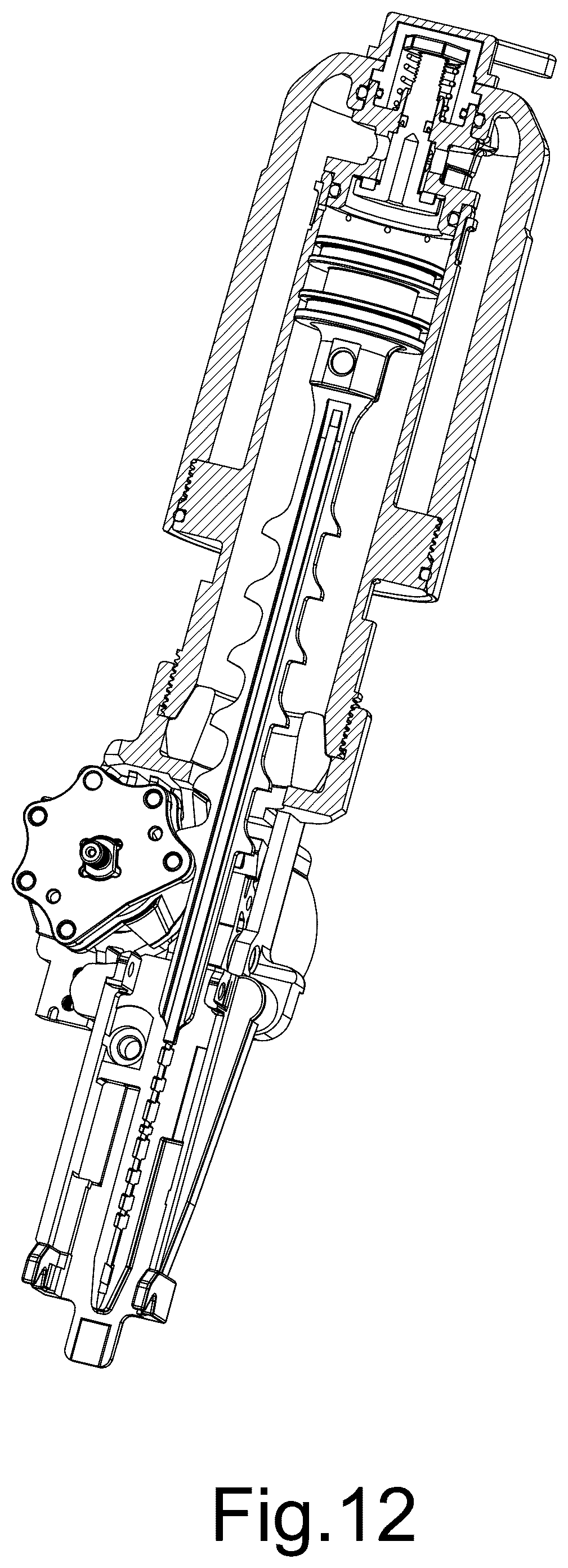 Patent US12564926 Figure 12 – Output energy adjustable gas spring fastener drive tool