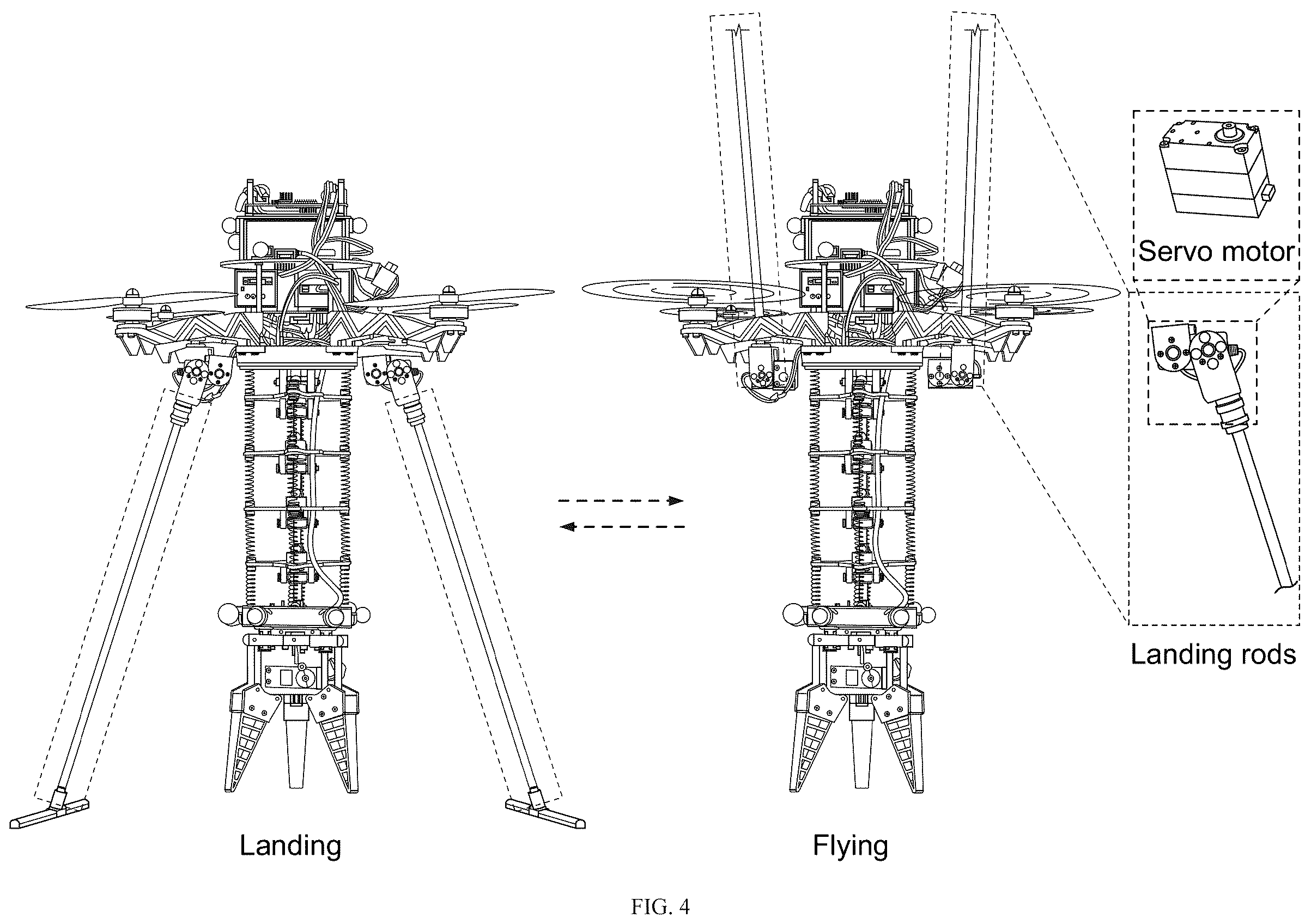 Patent US12564943 Figure 7 – Aerial continuum manipulator with kinematics for variable loading and minimal tendon-slacking