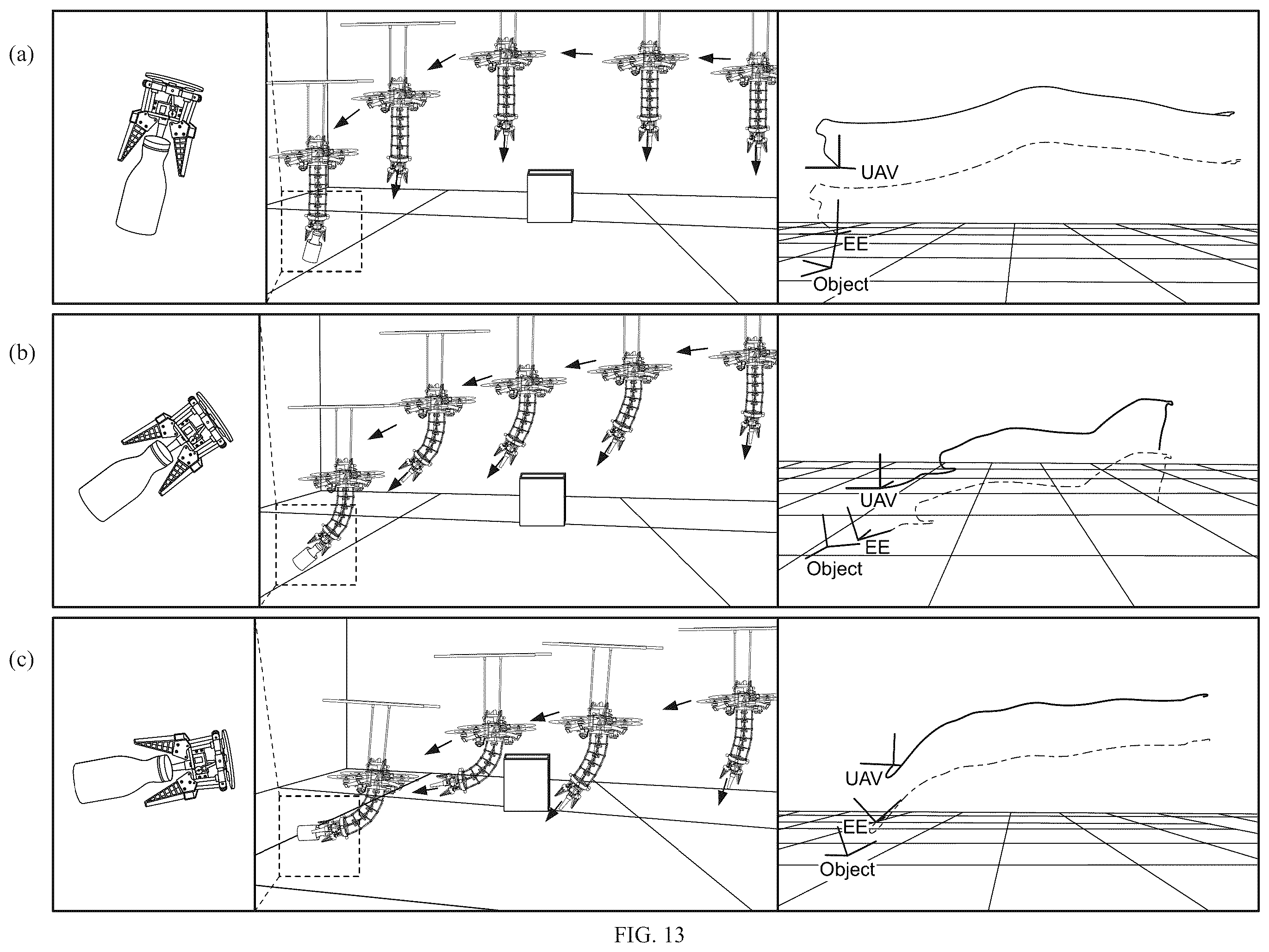 Patent US12564943 Figure 16 – Aerial continuum manipulator with kinematics for variable loading and minimal tendon-slacking