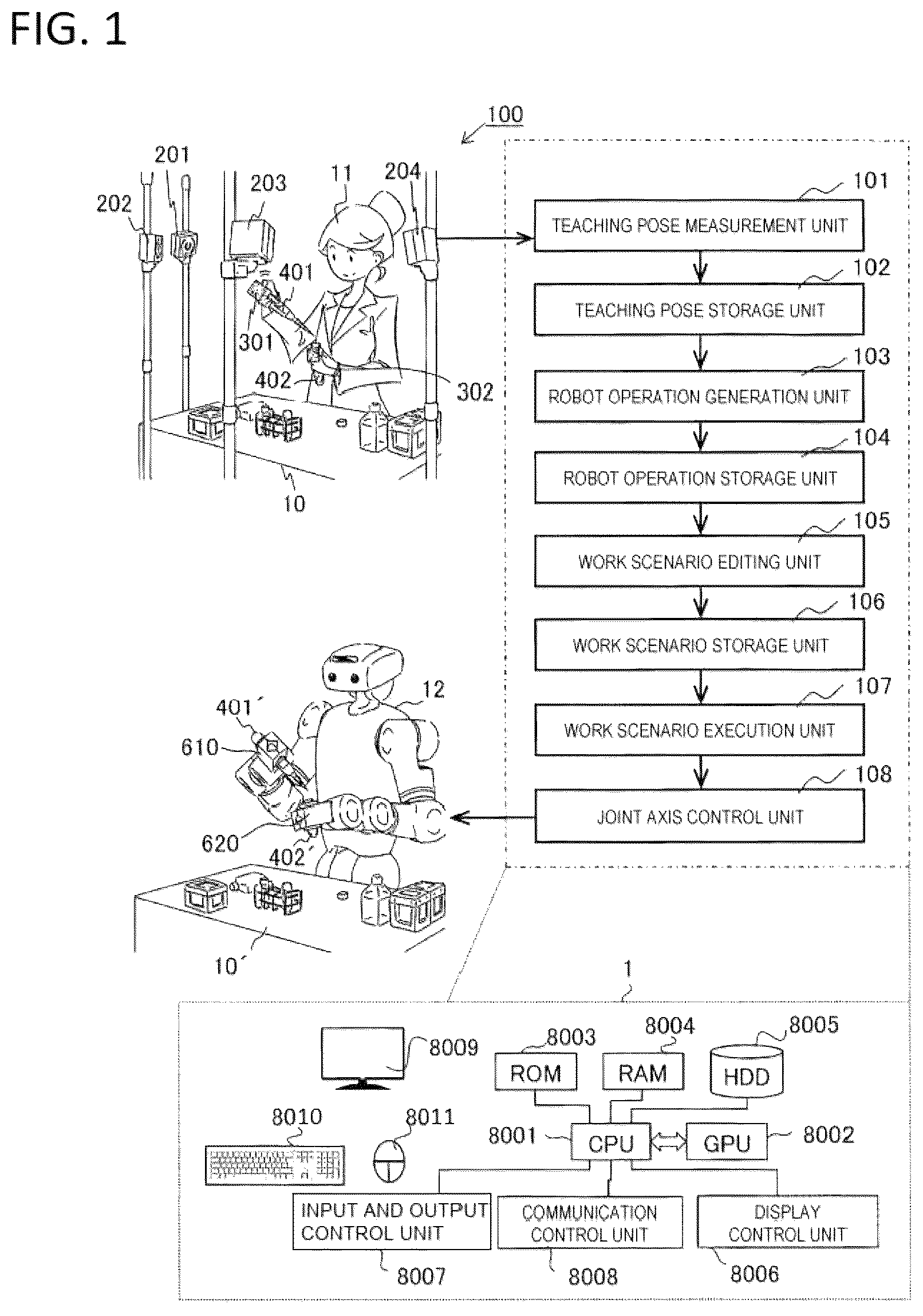 Patent US12564952 Figure 1 – Robot teaching device and work teaching method