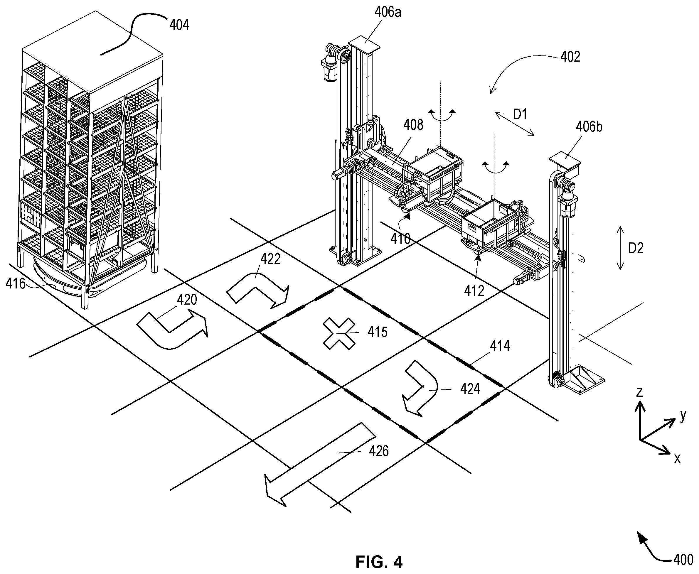 Patent US12564959 Figure 4 – Controlling robotic devices based on proximity detection