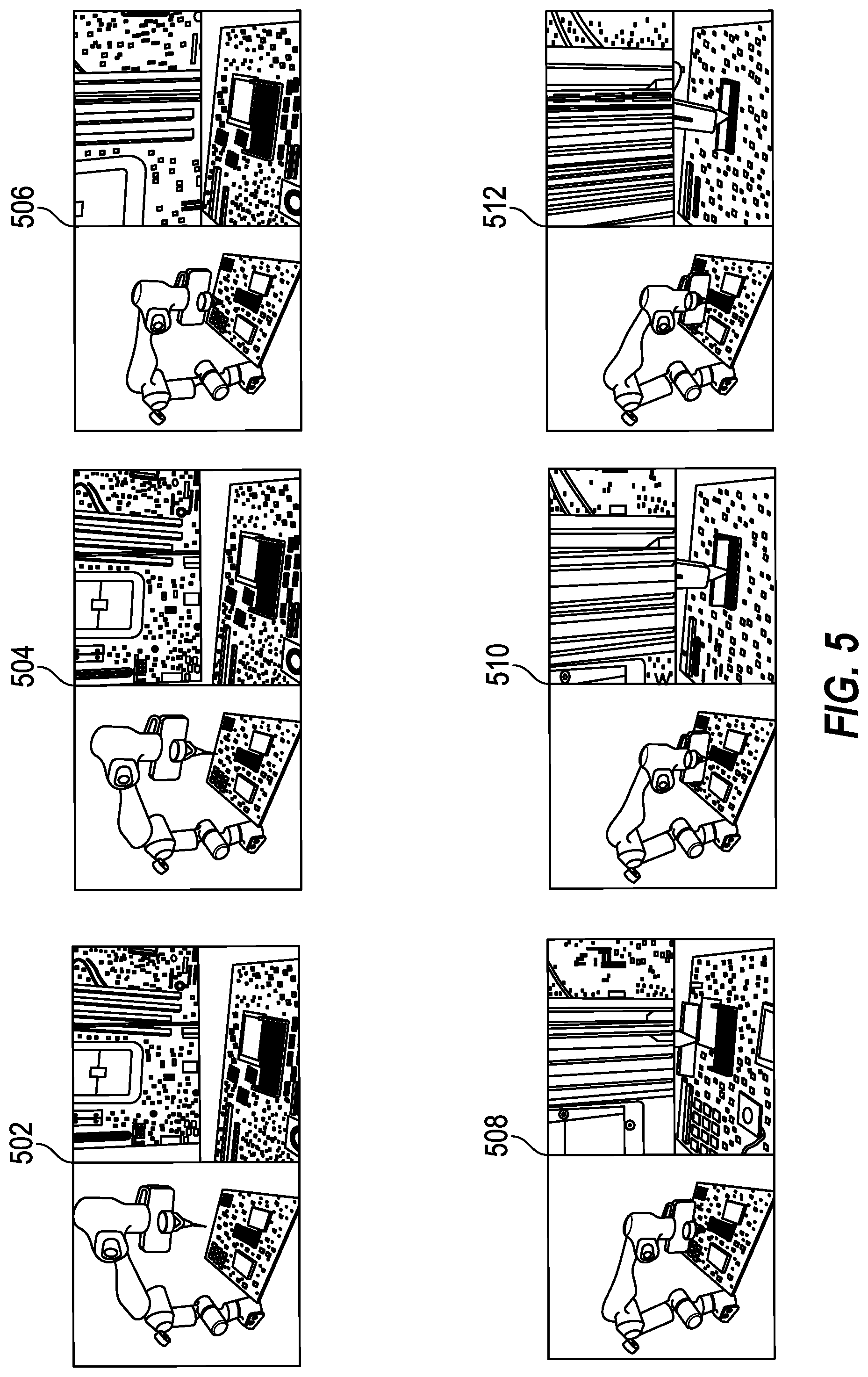 Patent US12564965 Figure 5 – Camera and end-effector planning for visual servoing