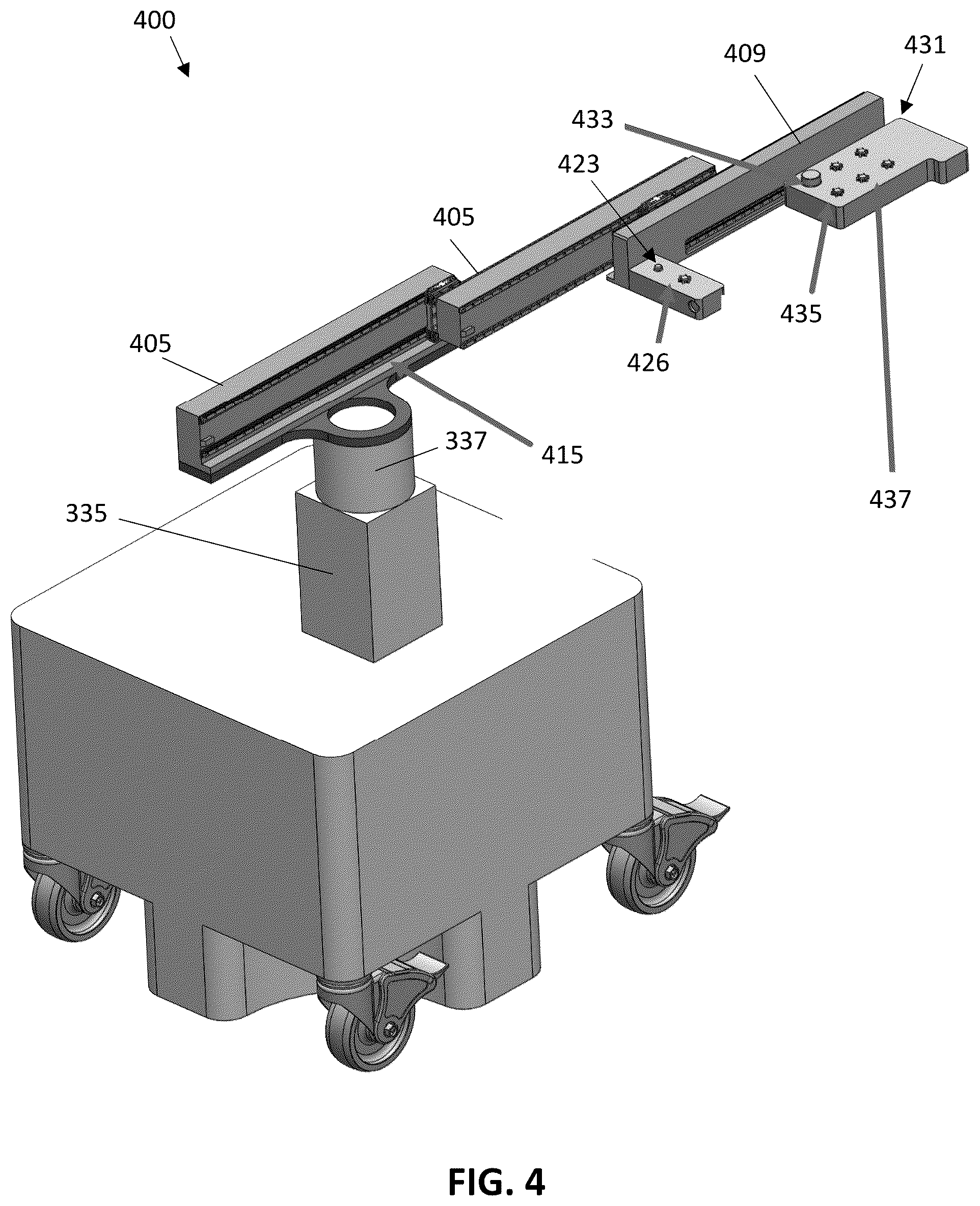 Patent US12564973 Figure 5 – Telescoping robot