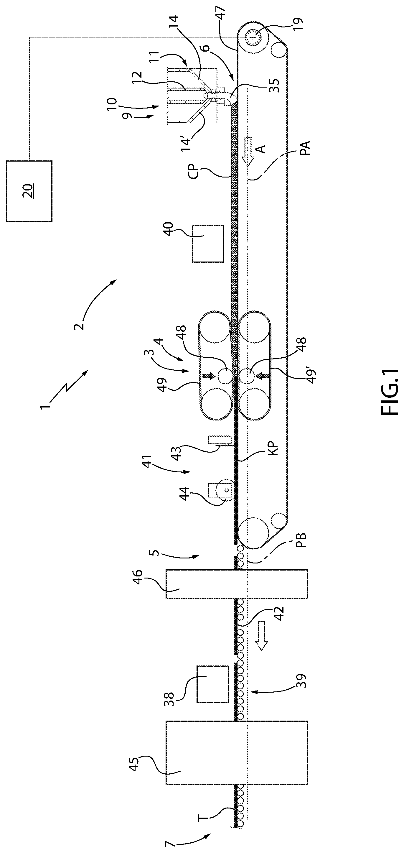Patent US12564982 Figure 1 – Compacting machine and plant for manufacturing ceramic articles