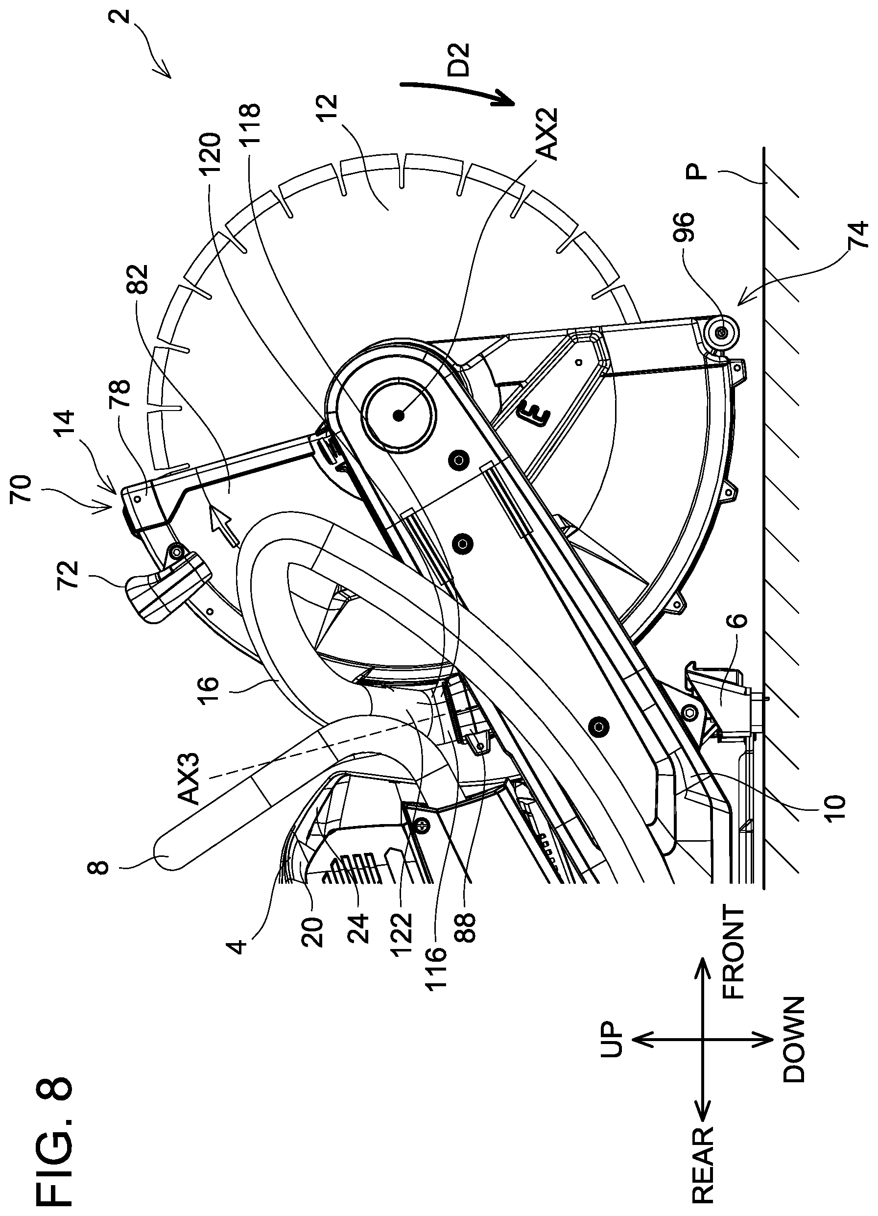 Patent US12564985 Figure 8 – Working machine