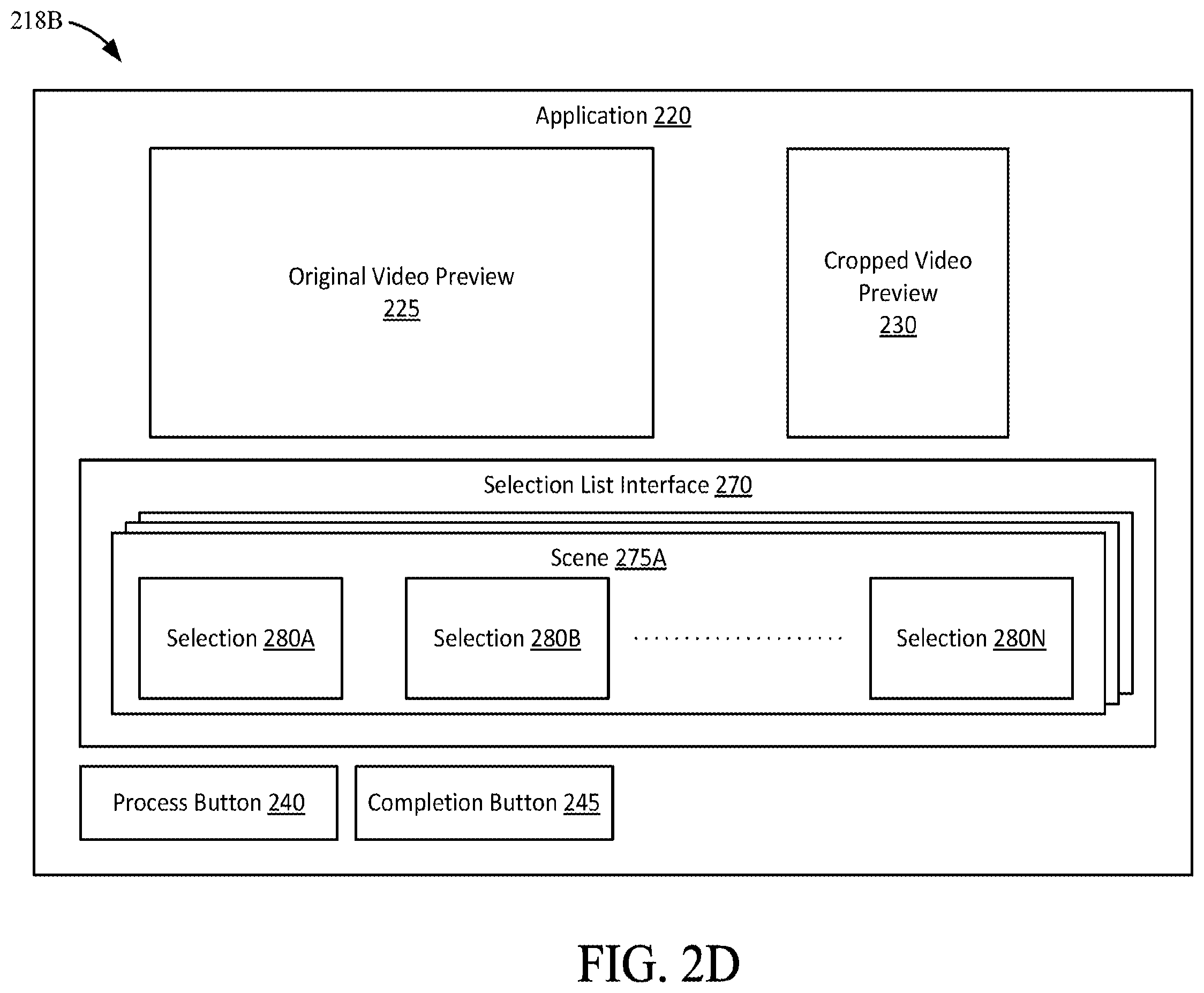 Patent US12567225 Figure 5 – Method for converting landscape video to portrait mobile layout using a selection interface