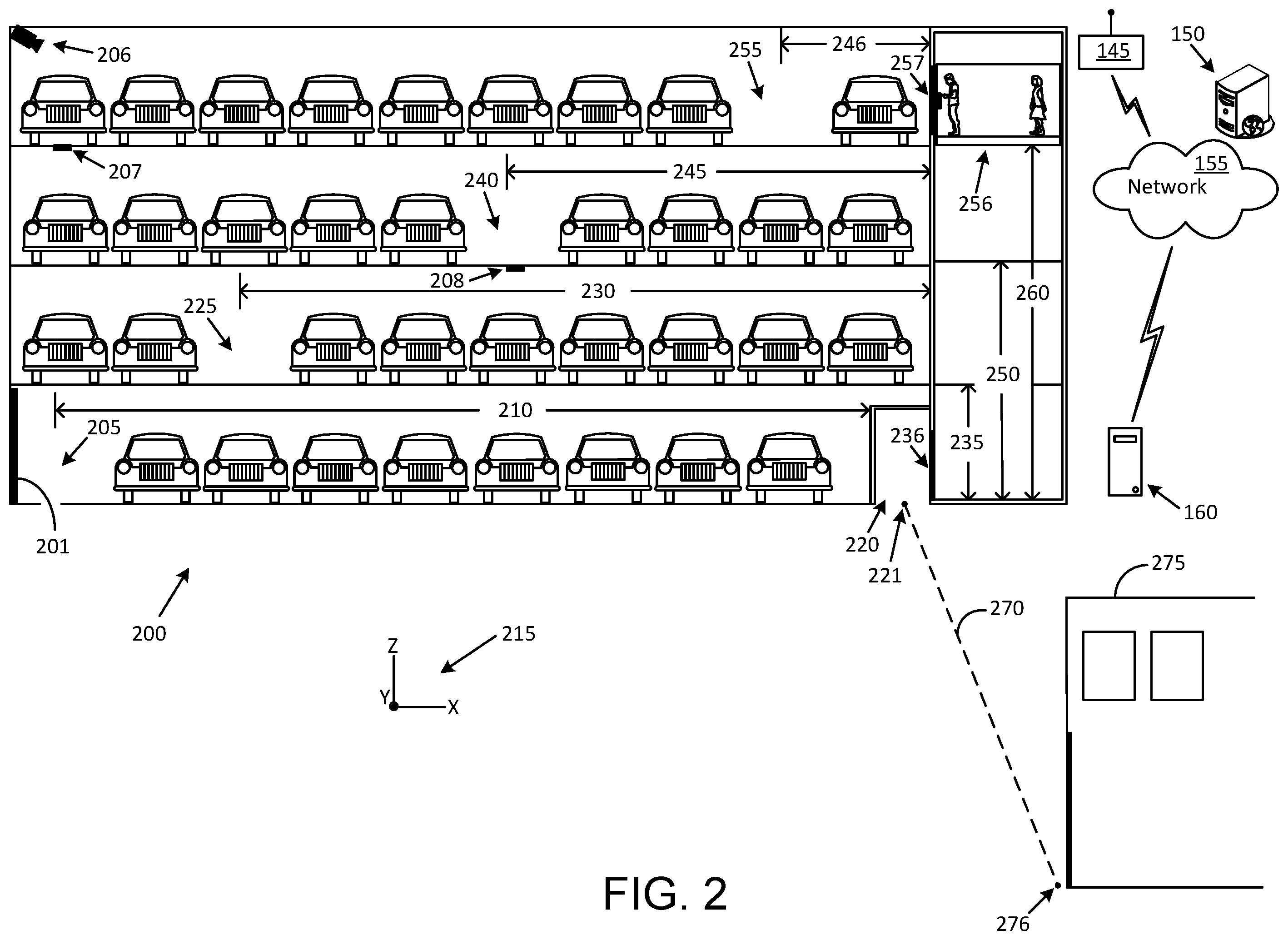 Patent US12567329 Figure 2 – Systems and methods to minimize walking in a multi-level parking structure