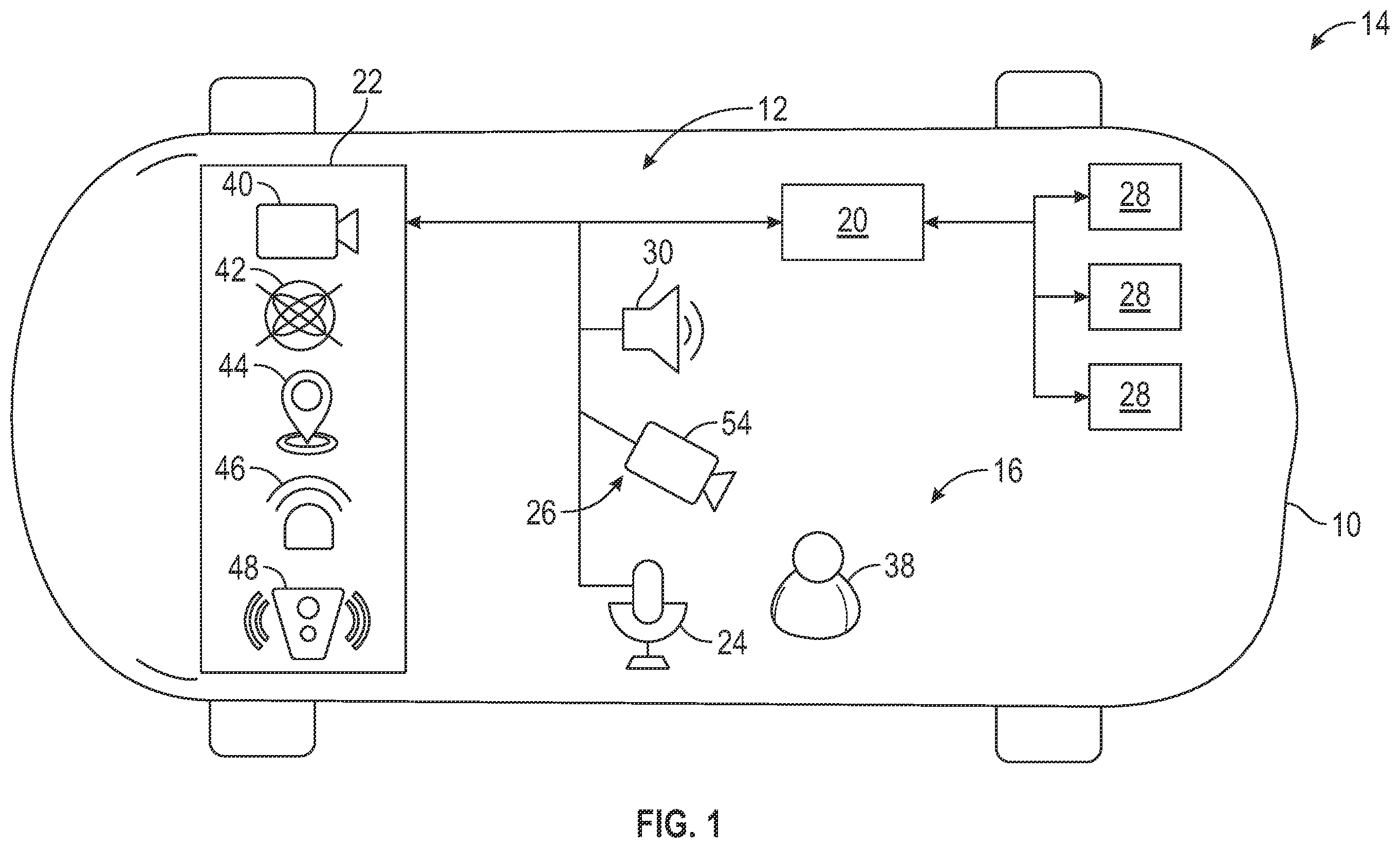 Patent US12567406 Figure 1 – Voice recognition system based on an intended action of an occupant
