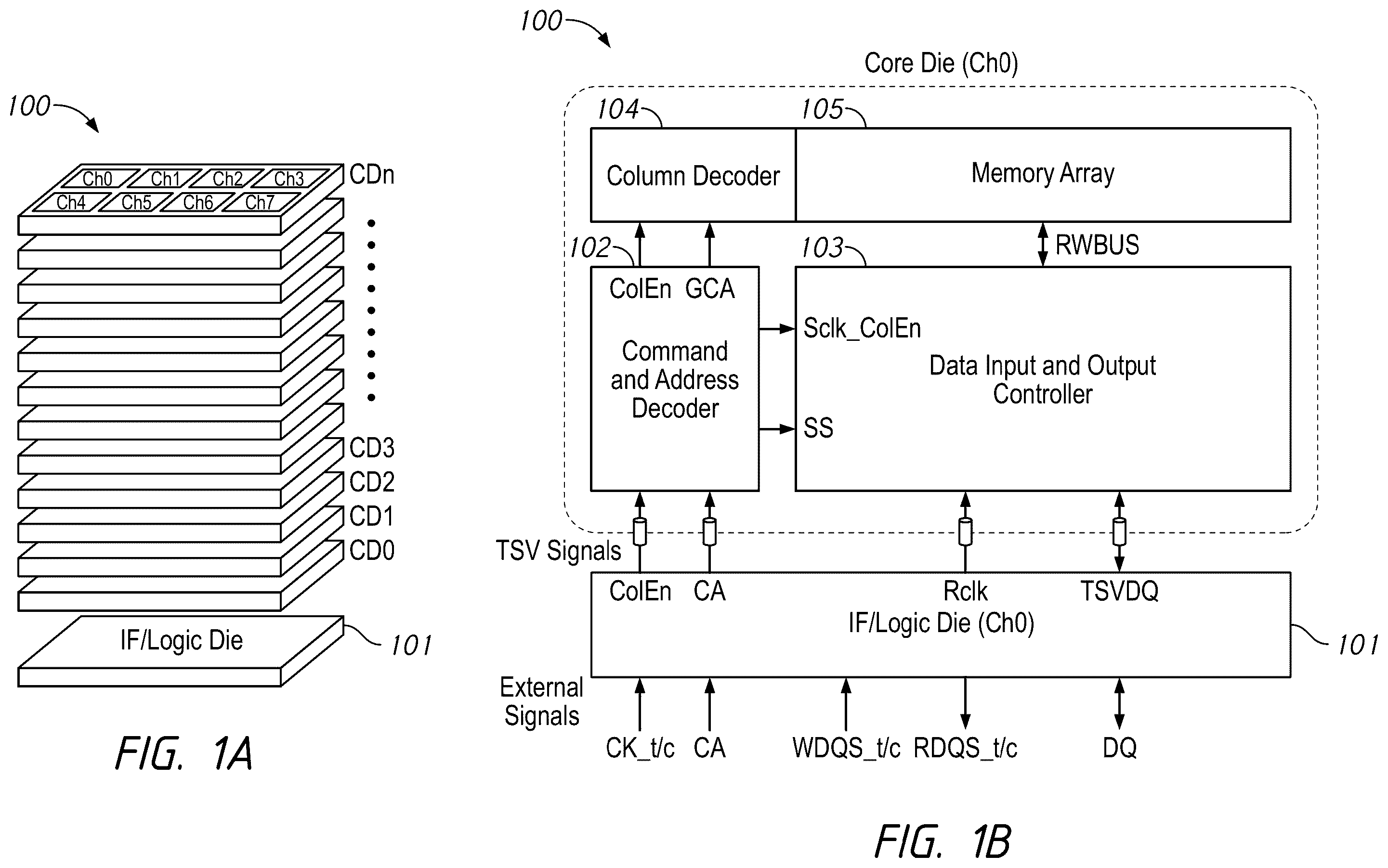 Patent US12567459 Figure 1 – Apparatus for TSV data output control in multiple core dies