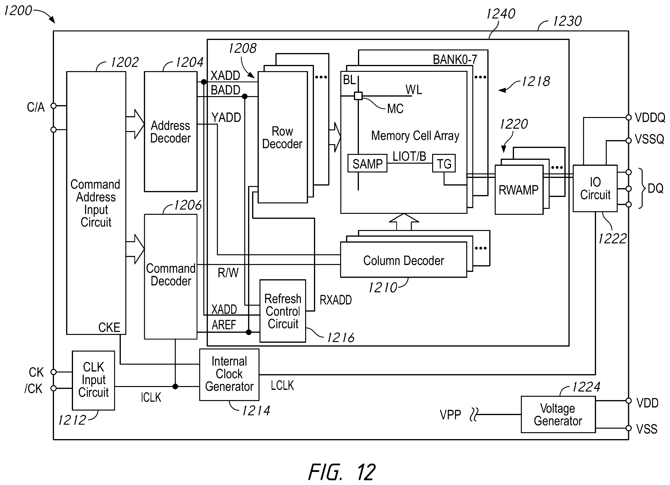 Patent US12567459 Figure 12 – Apparatus for TSV data output control in multiple core dies